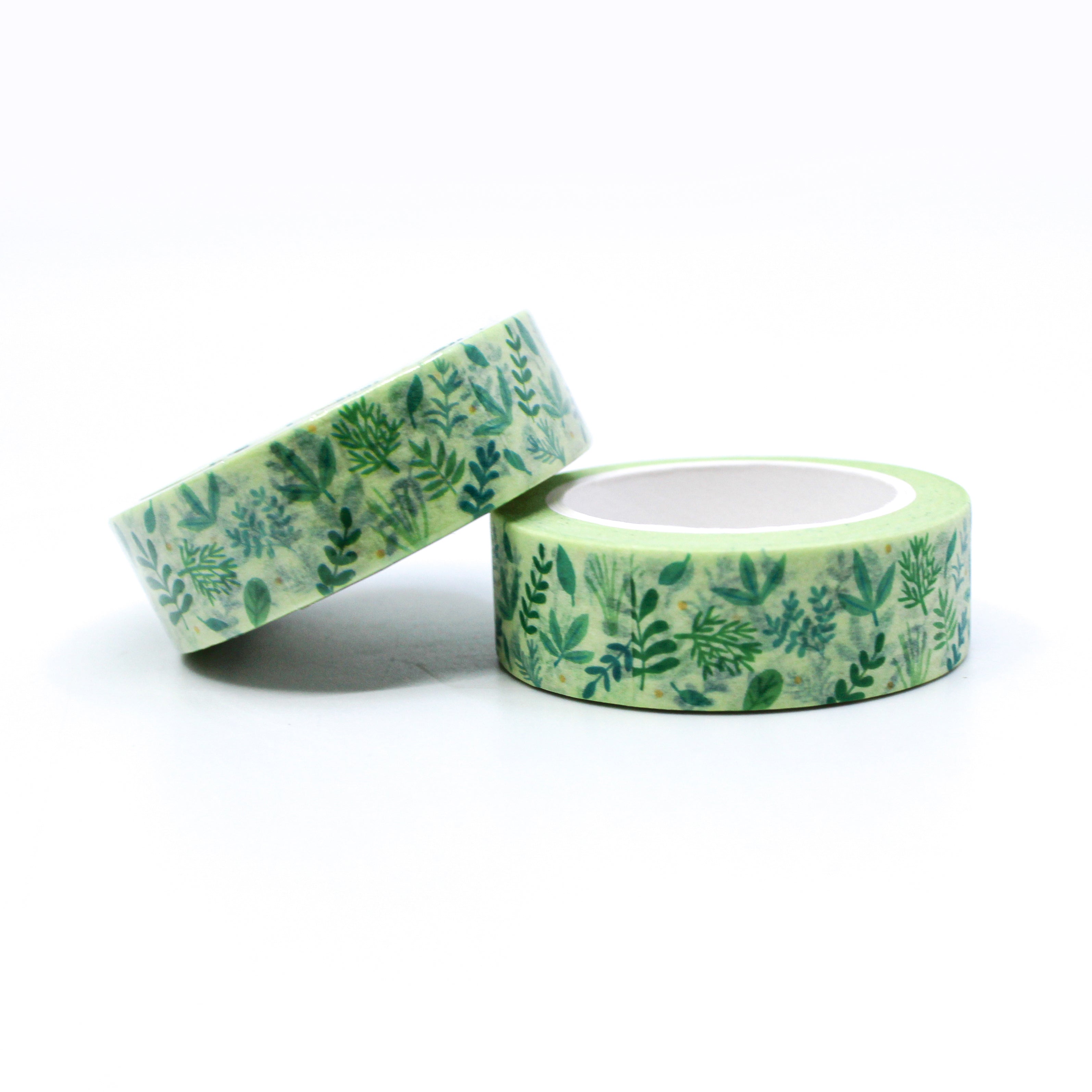 This is a medicinal view of green herbs pattern washi tape for Journal Supplies, Scrapbooking washi tapes from BBB Supplies Craft Shop