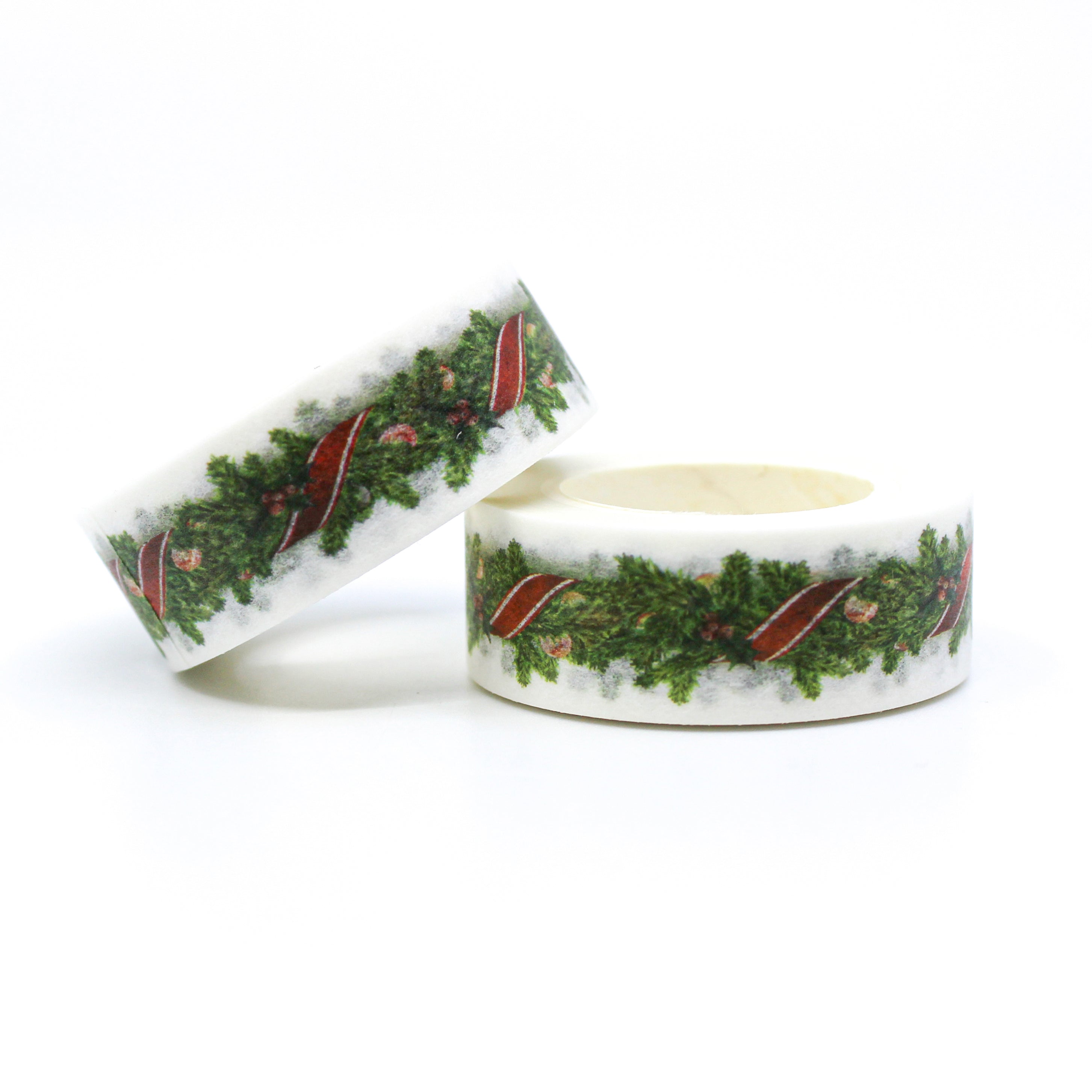 This is a Christmas green swag garland pattern for Journal Supplies, Scrapbooking washi tapes from BBB Supplies Craft Shop