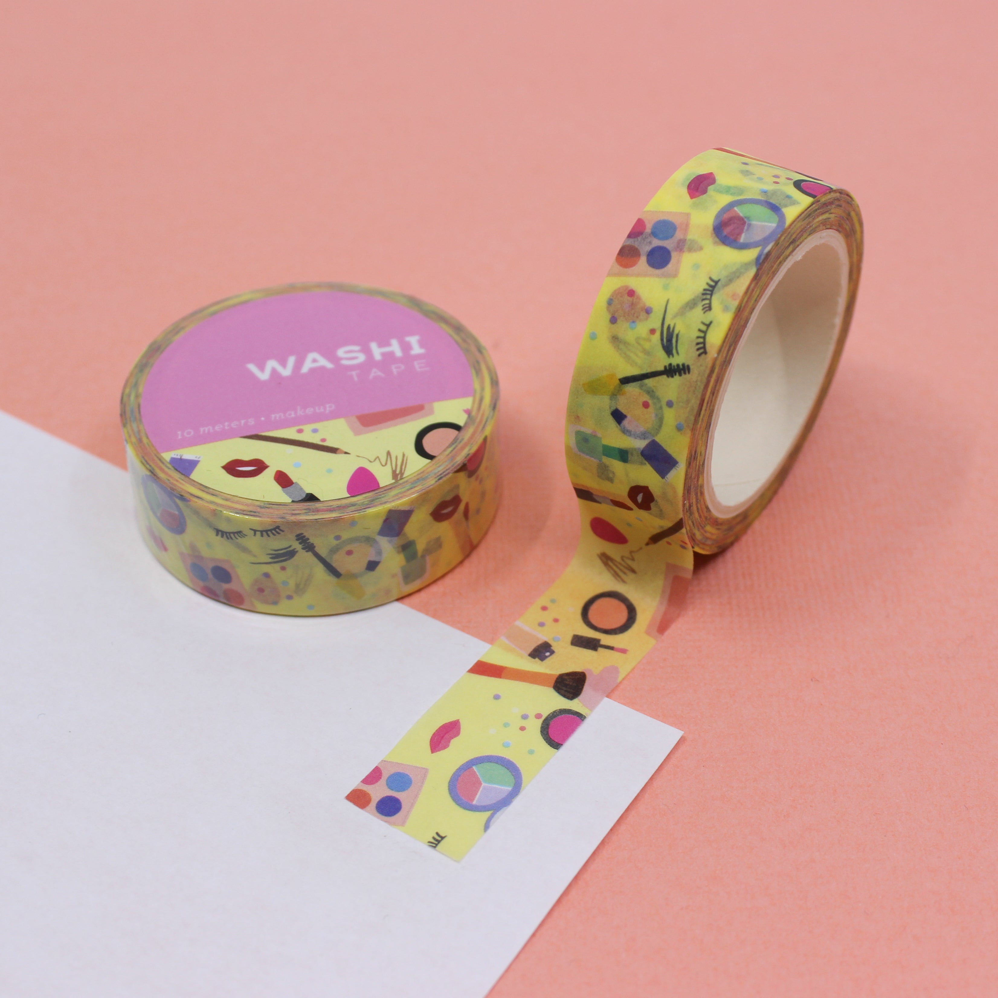 This is a yellow foil makeup items and beauty products for ladies pattern washi tape from BBB Supplies Craft Shop