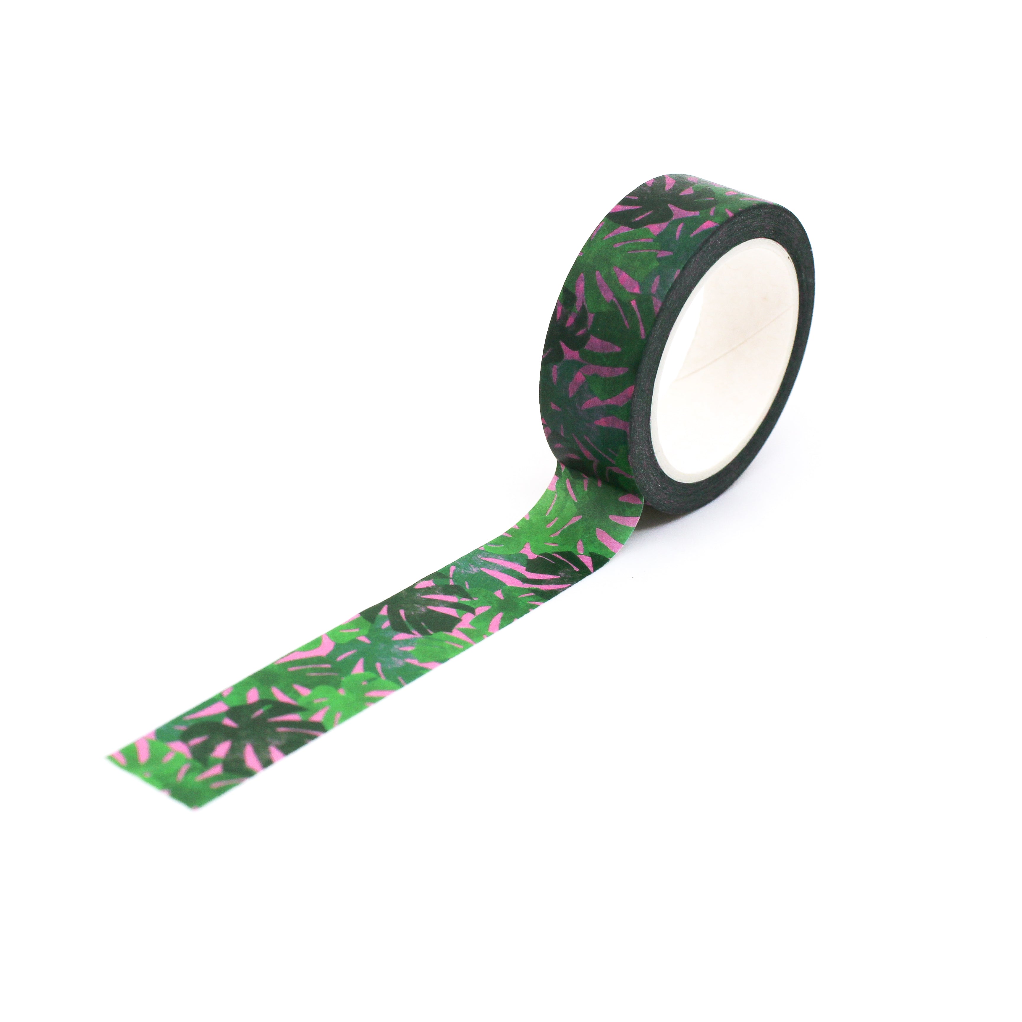 This is a full pattern repeat view of giant monstera leaf in a jungle sunset washi tape BBB Supplies Craft Shop