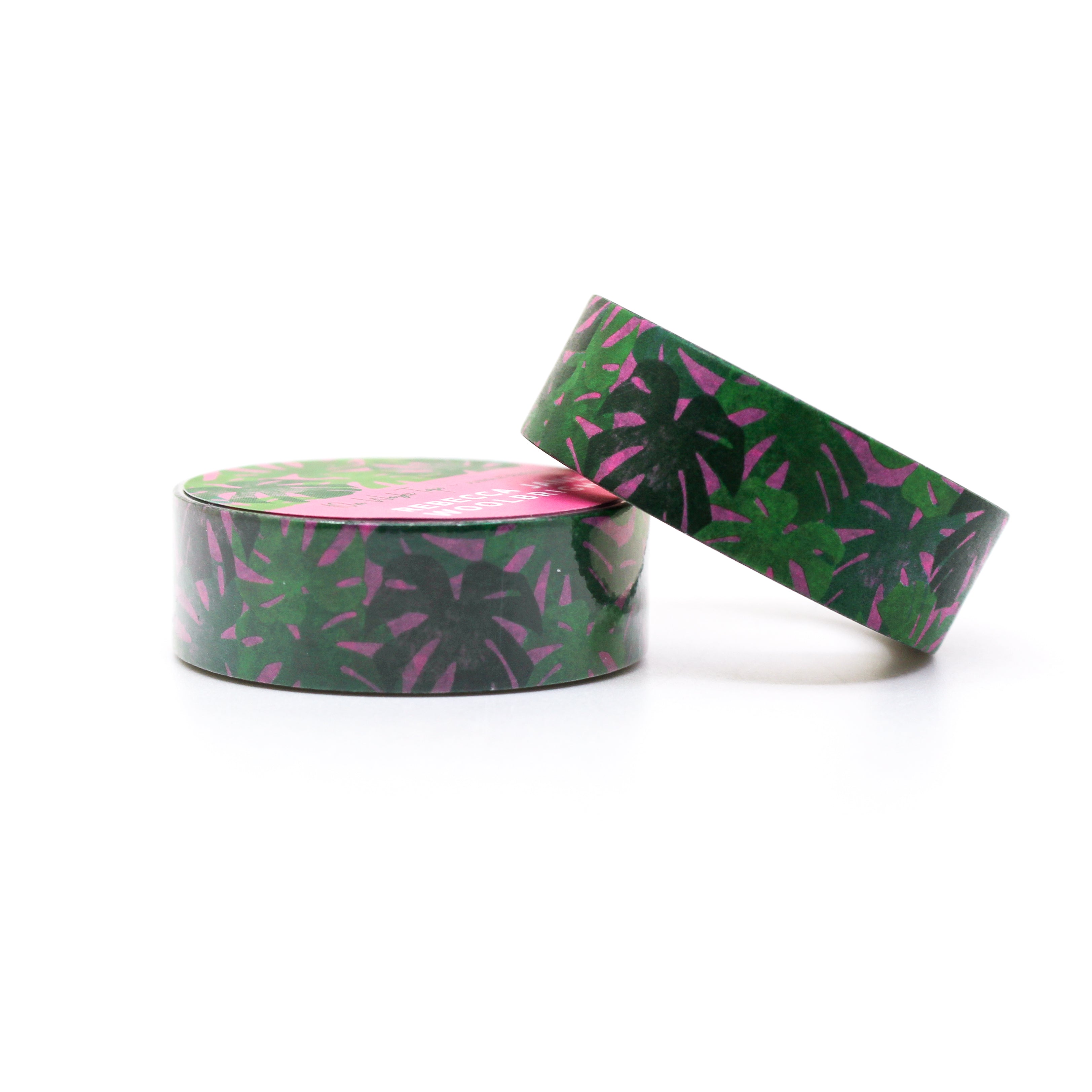 This is a roll of monstera leaf with green background washi tapes from BBB Supplies Craft Shop