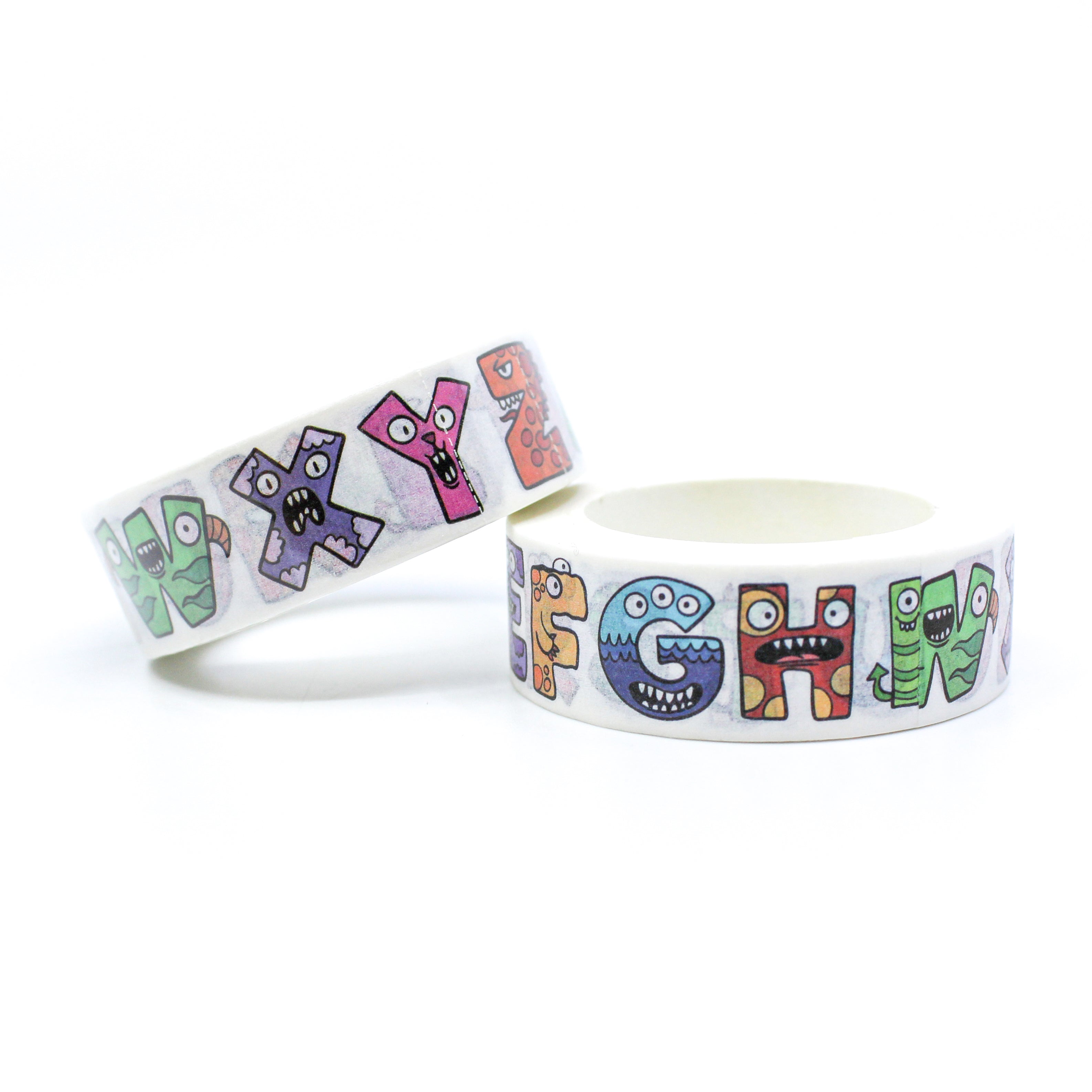 This is a cute monster alphabet lettering for Journal Supplies, Scrapbooking washi tapes from BBB Supplies Craft Shop