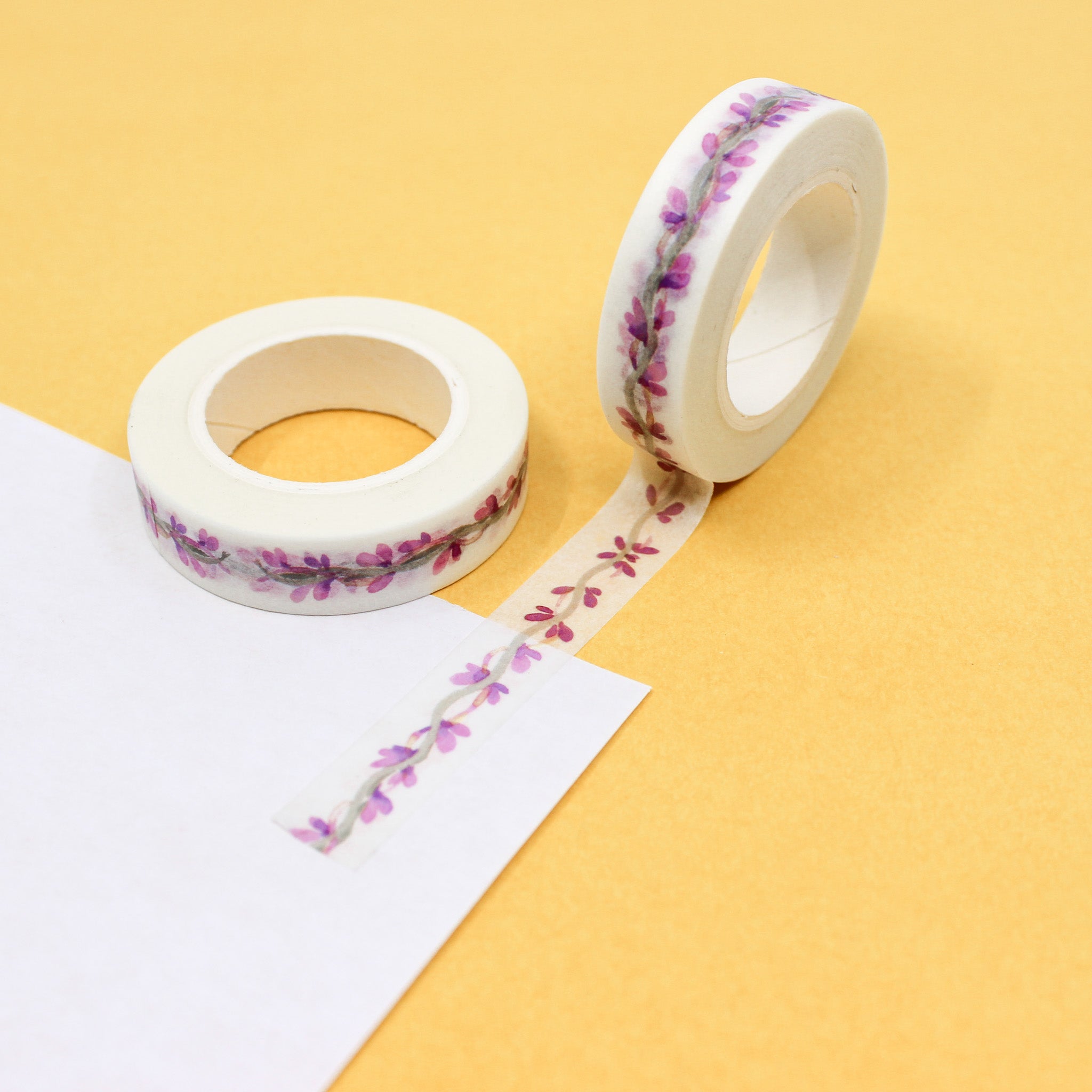 This decorative pretty purple floral thin tape is perfect for your journaling and planner needs. This pretty flower tape is from BBB Supplies Craft Shop.