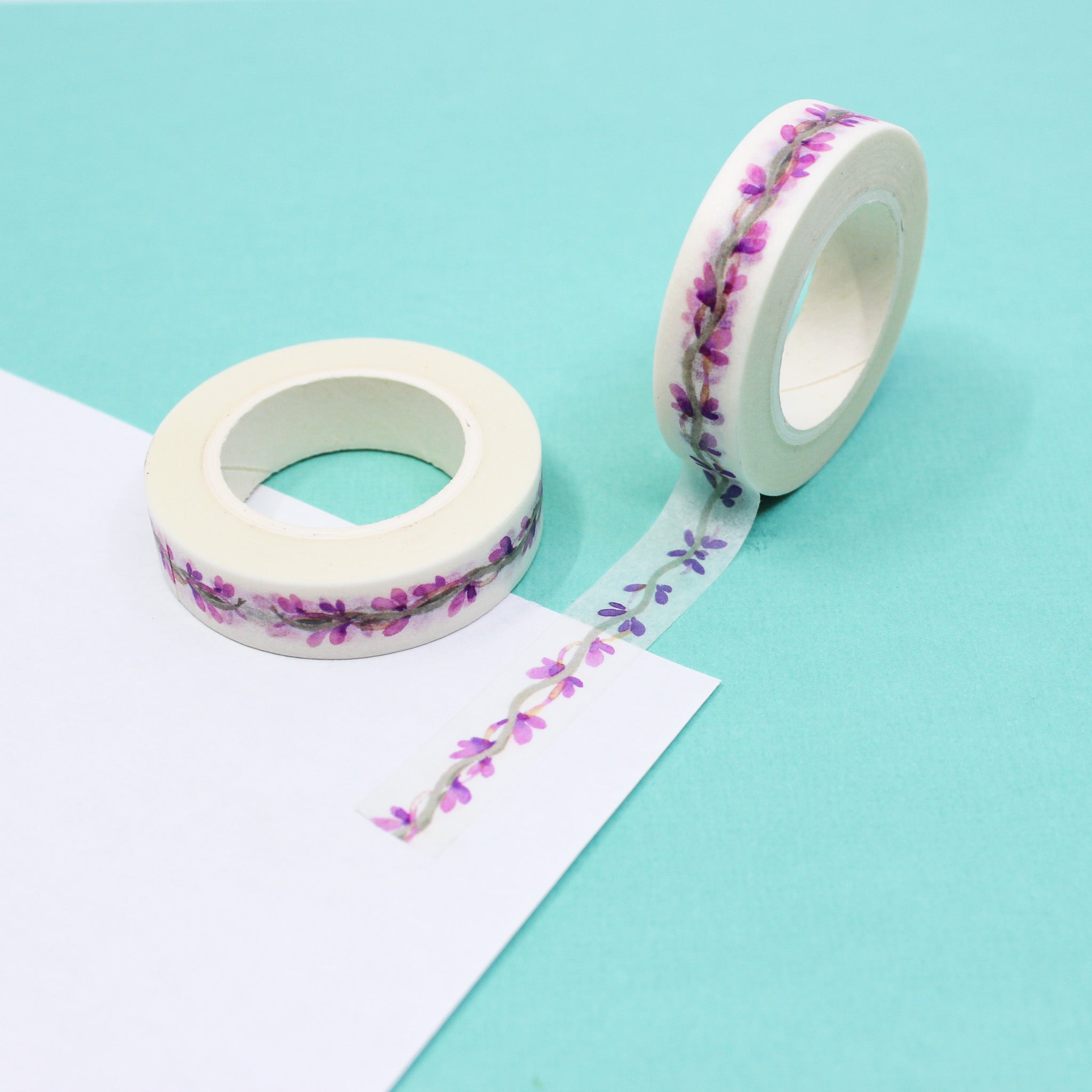 This decorative pretty purple floral thin tape is perfect for your journaling and planner needs. This pretty flower tape is from BBB Supplies Craft Shop.