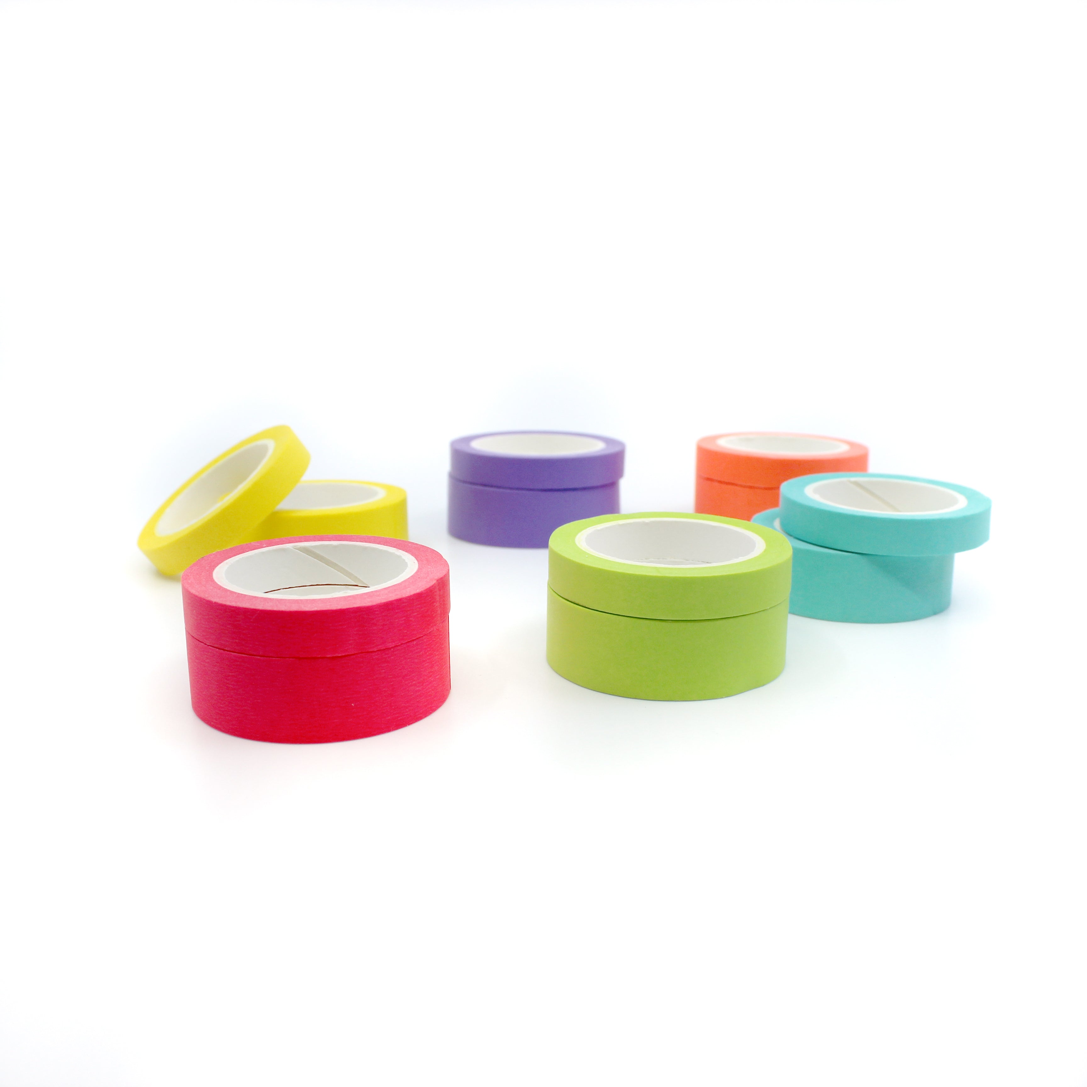 This neon yellow washi tape is vibrant and fun. This washi tape is part of our solid neon thick-thin matching duo washi collection. Find the perfect color for any project in BBB Supplies' thick-thin solids collection, from neon to neutral to pastel and more. This tape is sold at BBB Supplies Craft Shop.