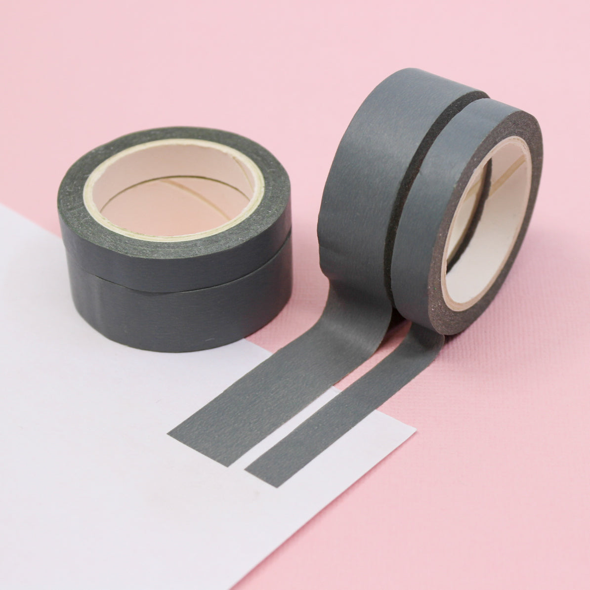 This neutral cool grey solid washi tape is vibrant and fun. This washi tape is part of our solid neon thick-thin matching duo washi collection. Find the perfect color for any project in BBB Supplies' thick-thin solids collection, from neon to neutral to pastel and more. This tape is sold at BBB Supplies Craft Shop.