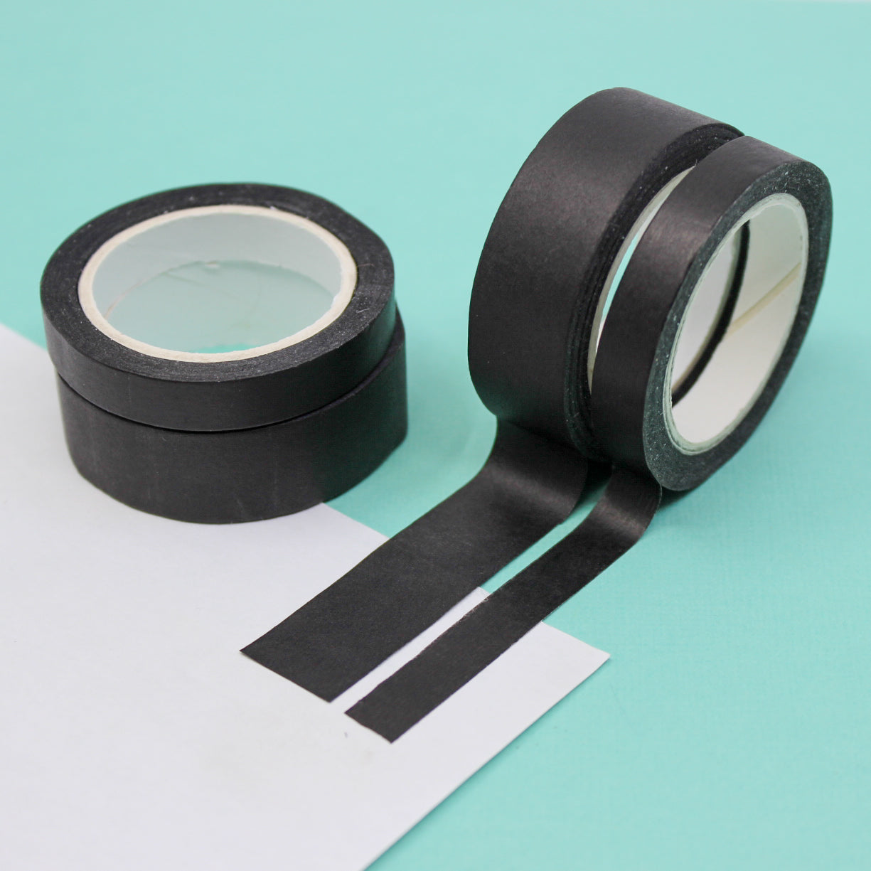 This neutral black solid washi tape is vibrant and fun. This washi tape is part of our solid neon thick-thin matching duo washi collection. Find the perfect color for any project in BBB Supplies' thick-thin solids collection, from neon to neutral to pastel and more. This tape is sold at BBB Supplies Craft Shop.