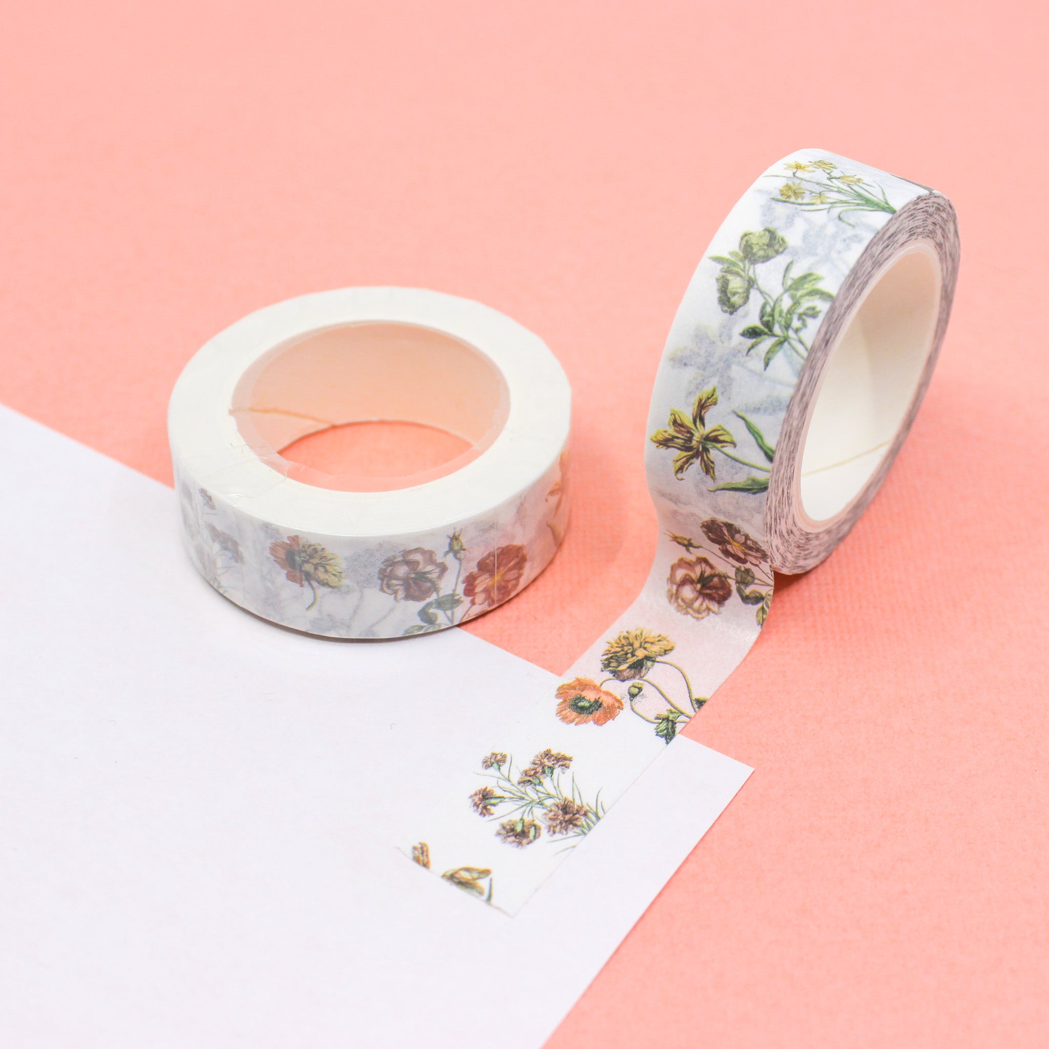 This is a simple botanical flowers pattern washi tape from BBB Supplies Craft Shop