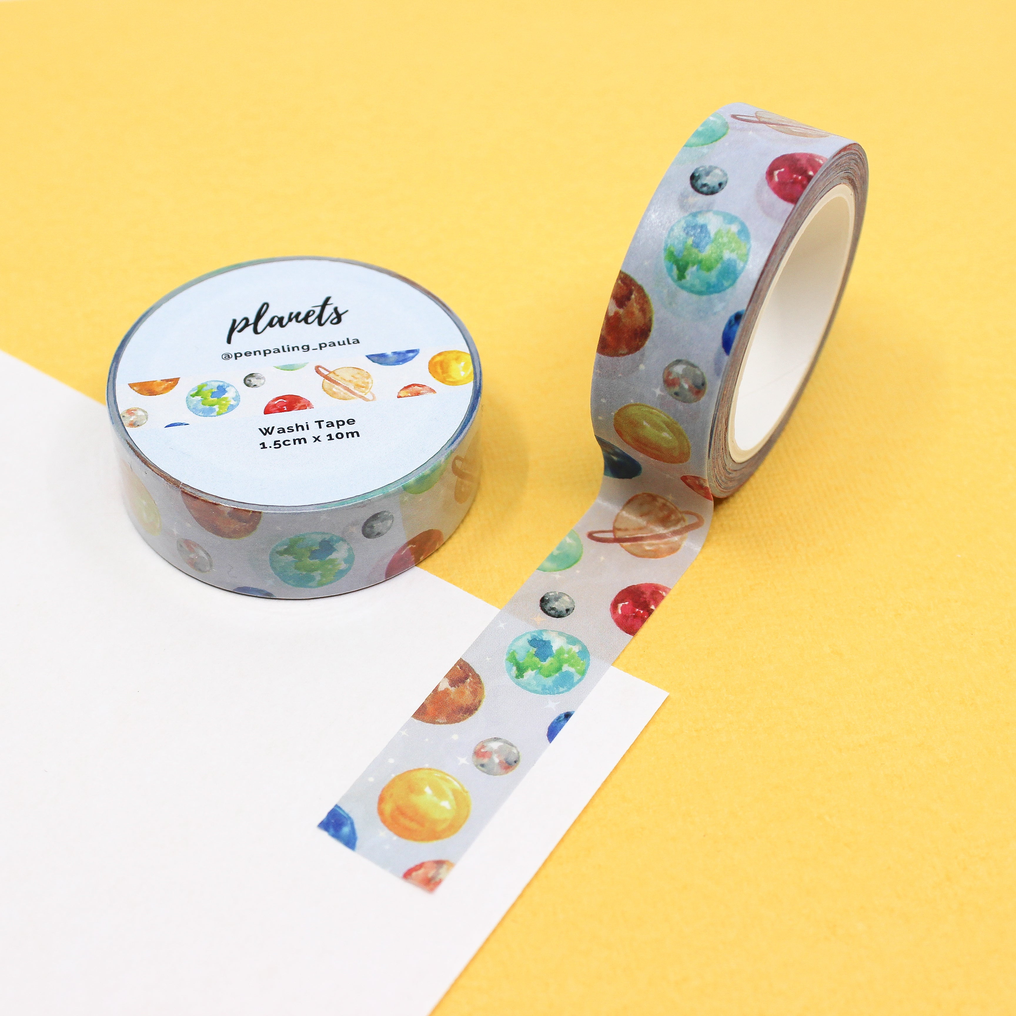 This is a nice view of outer space planets themed washi tape from BBB Supplies Craft Shop