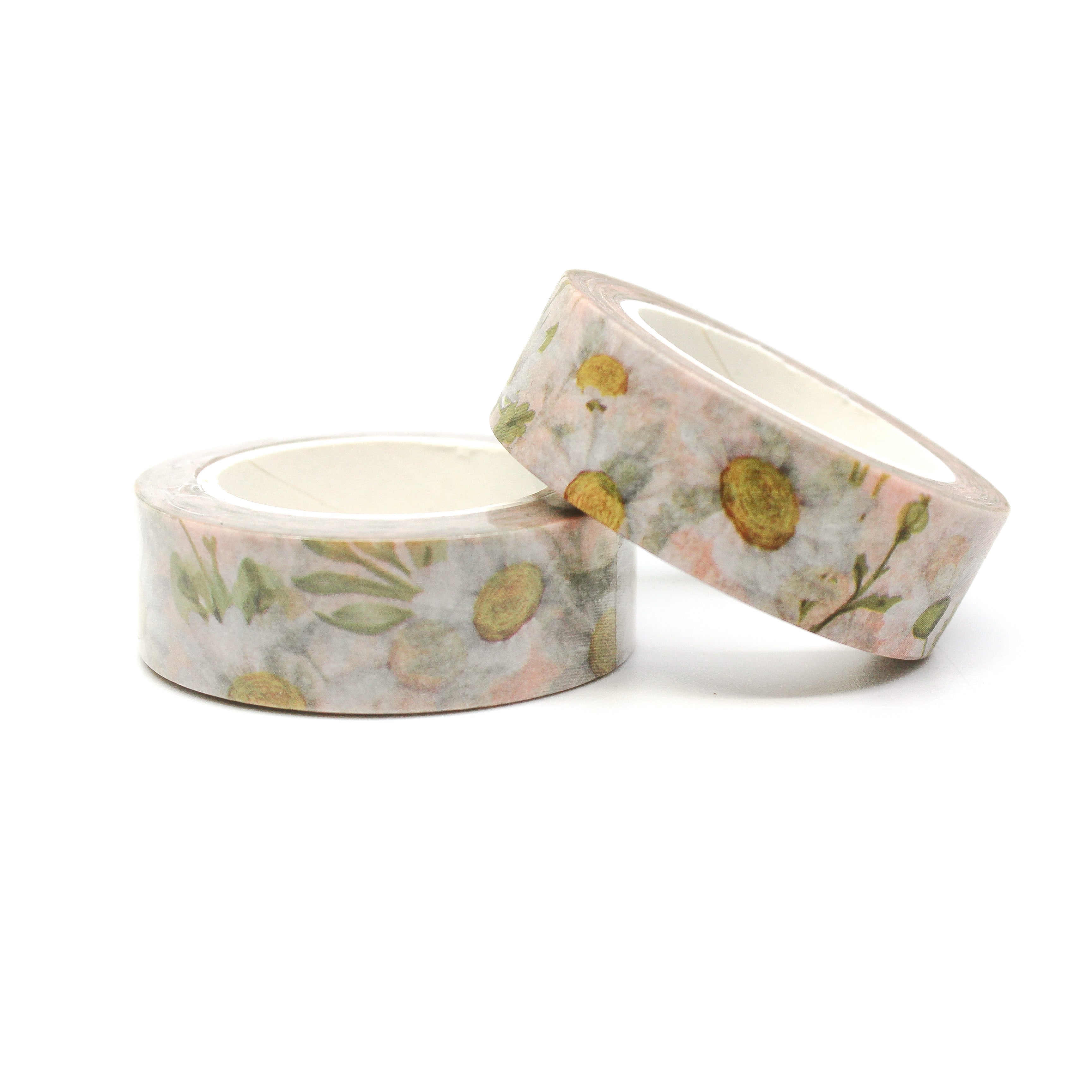This is a soft and subtle pink daisy themed washi tape from BBB Supplies Craft Shop