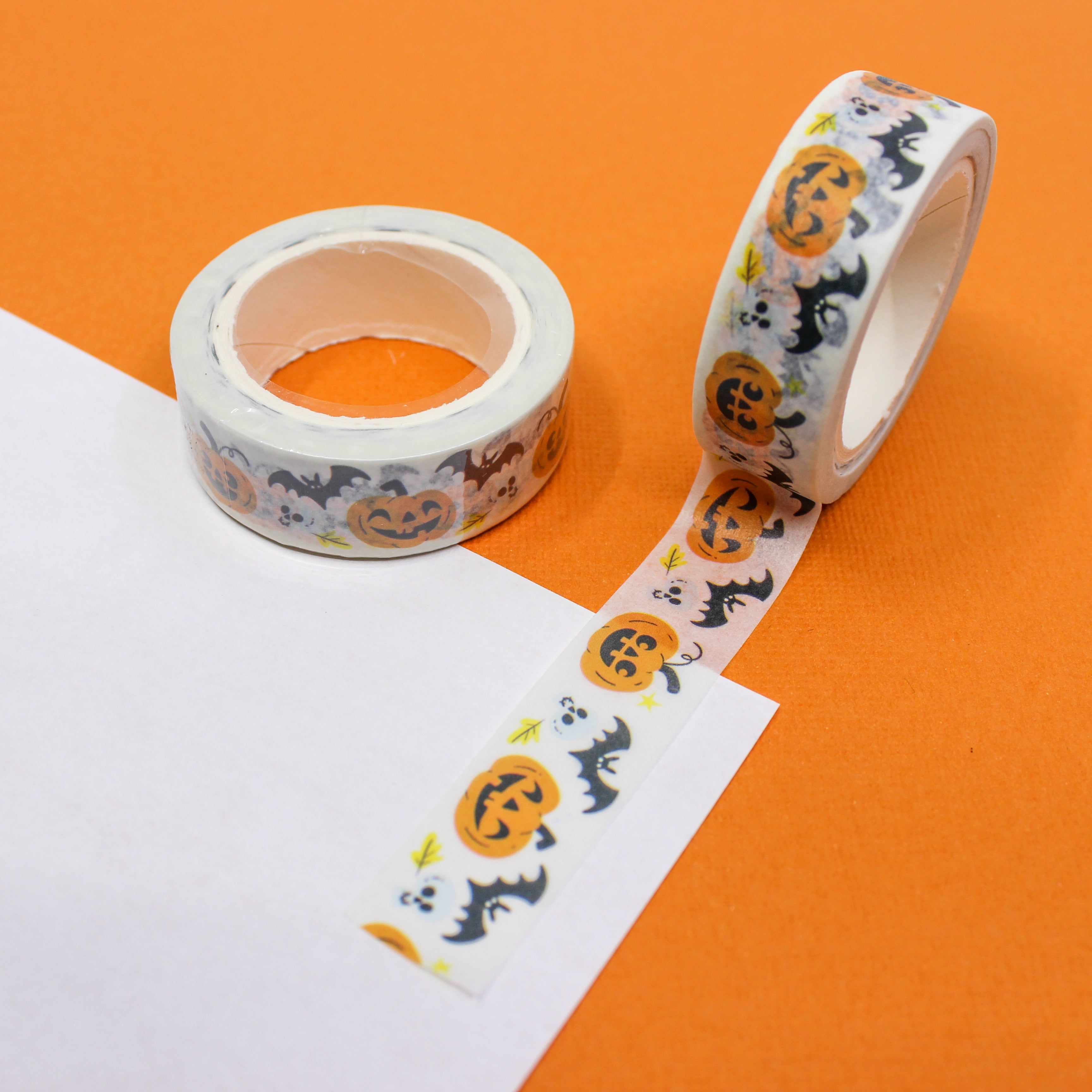 This is a spooky pumpkin and bat  themed washi tape from BBB Supplies Craft Shop