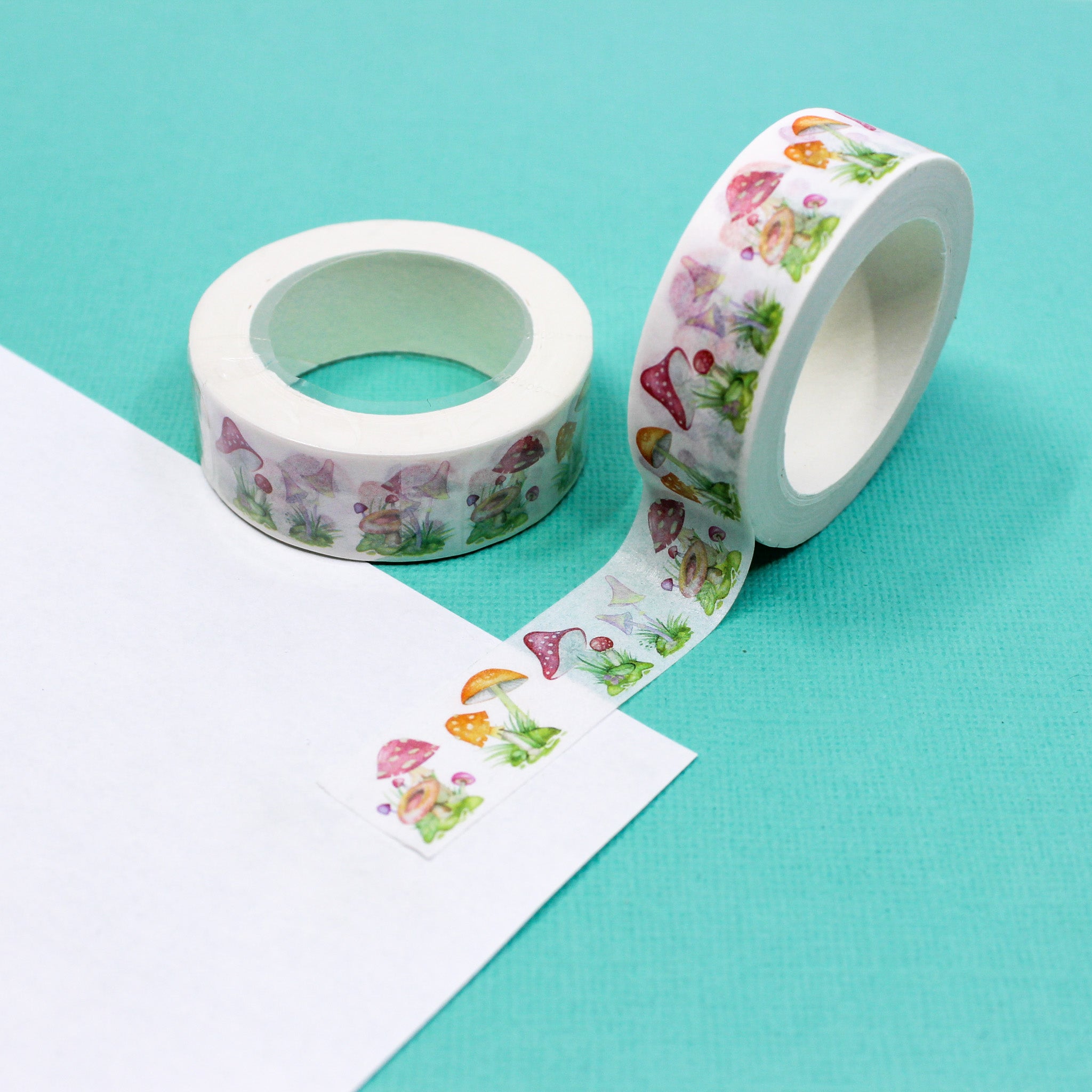 This is a pastel color mushrooms pattern washi tape from BBB Supplies Craft Shop