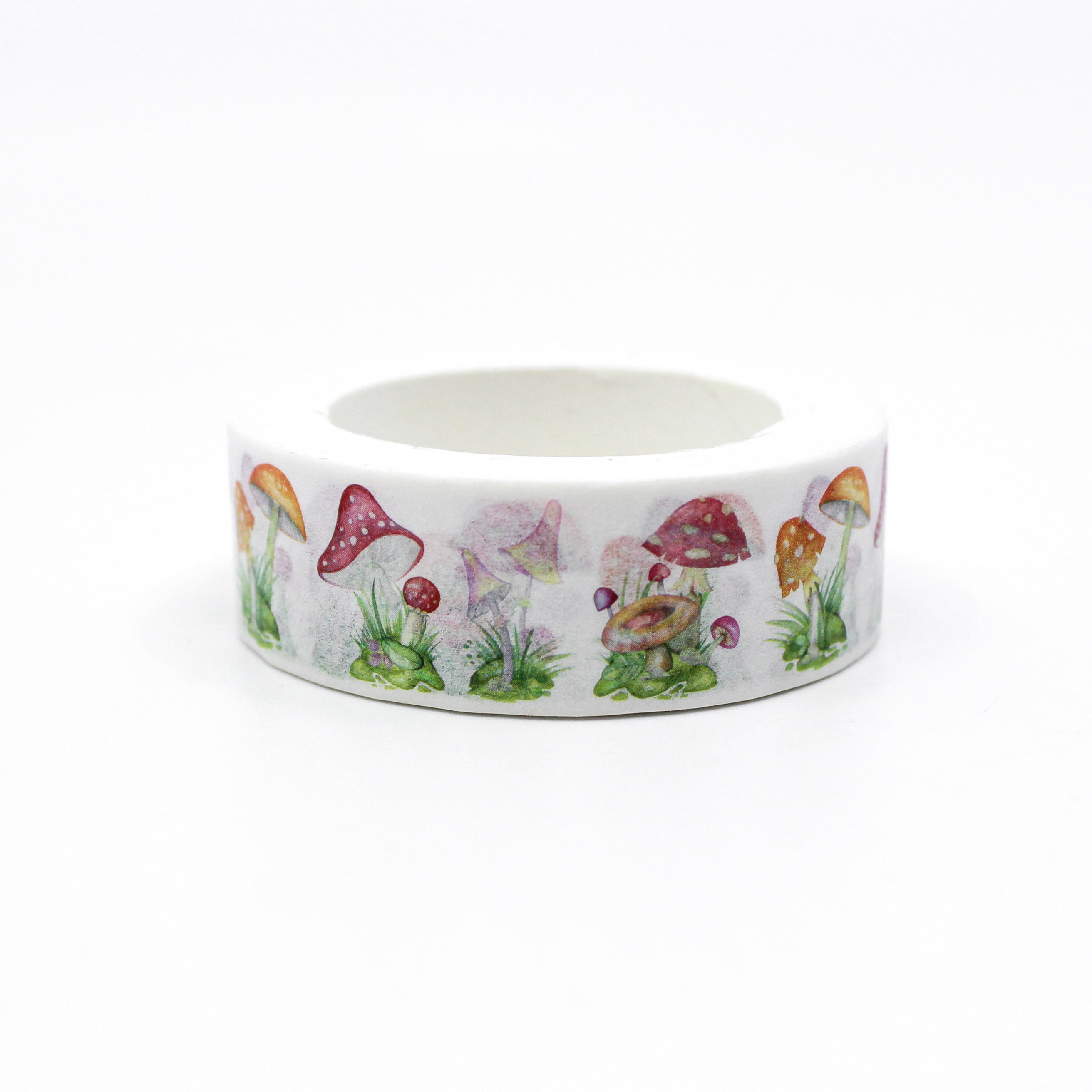 This is a multi-color pastel mushrooms pattern washi tape from BBB Supplies Craft Shop