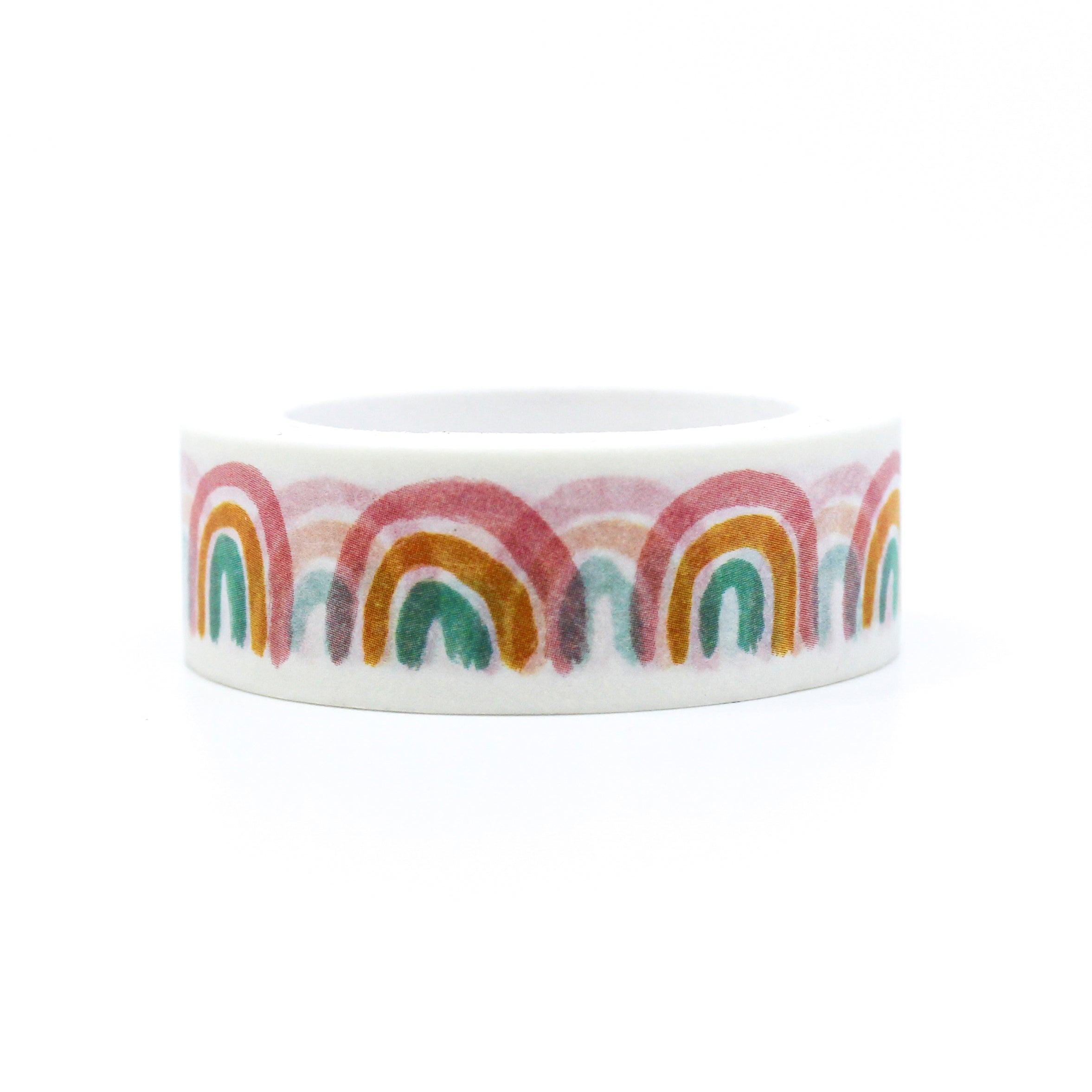 This is front view of a colorful pastel rainbow pattern washi tape from BBB Supplies Craft Shop