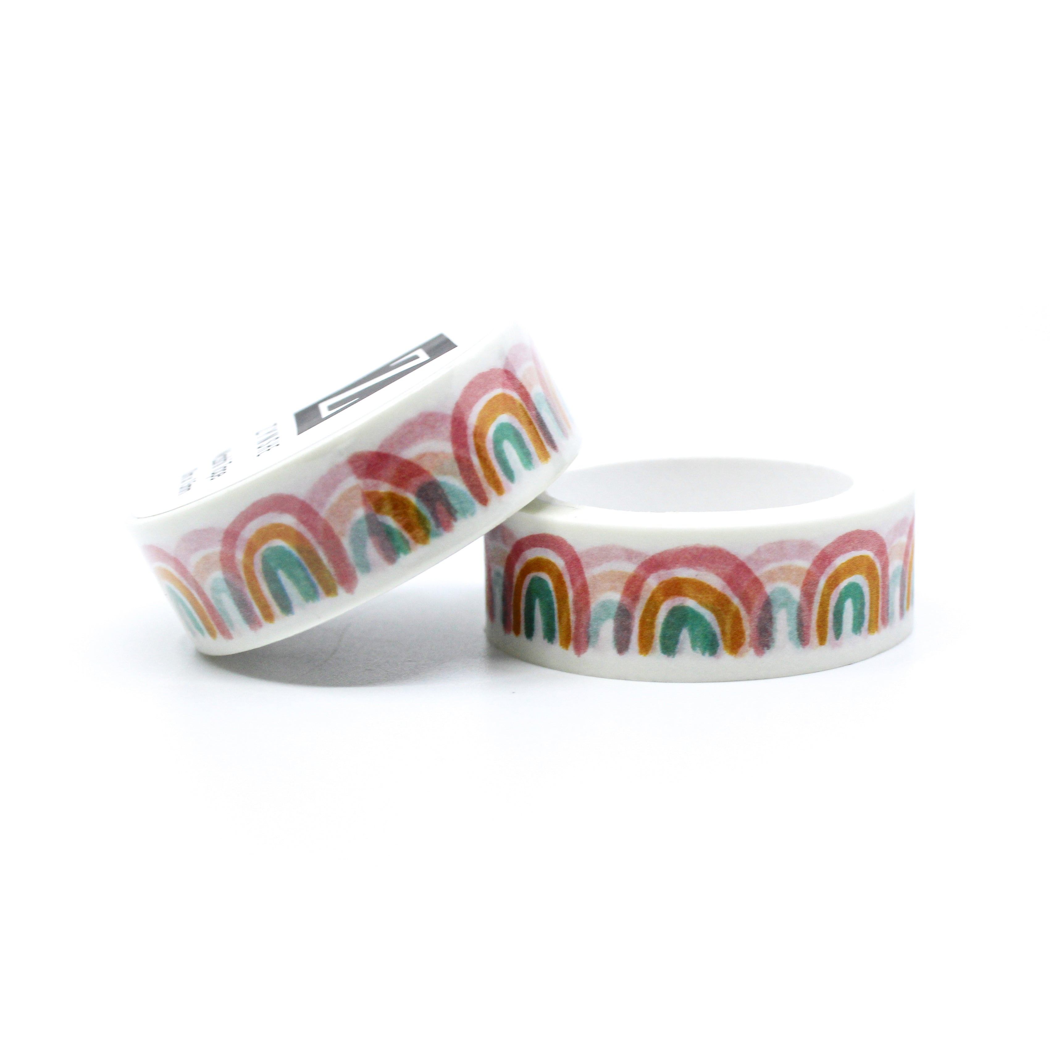 This is view of our colorful pastel rainbow pattern washi tapes from BBB Supplies Craft Shop