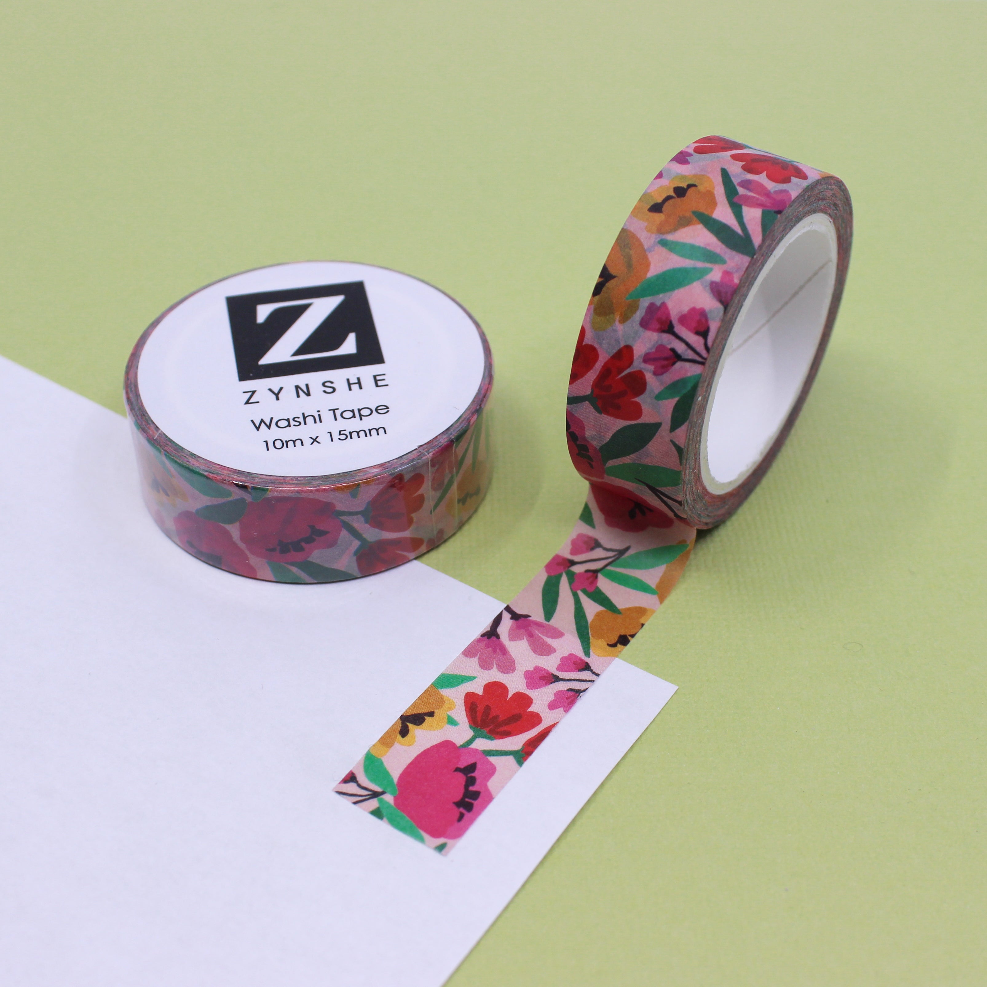 Elegant Pink and Yellow Floral Collection Washi tapes from Zynshe that is perfect for gift wrap, craft projects or journaling sold at BBB Supplies Craft Shop.