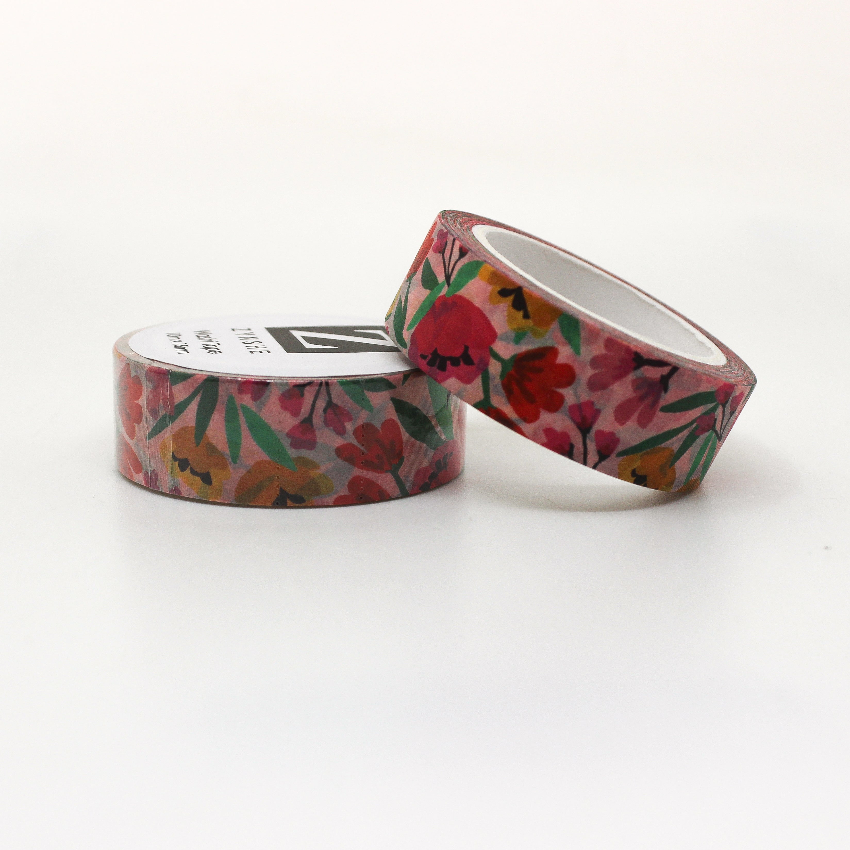 Elegant Pink and Yellow Floral Collection Washi tapes from Zynshe that is perfect for gift wrap, craft projects or journaling sold at BBB Supplies Craft Shop.