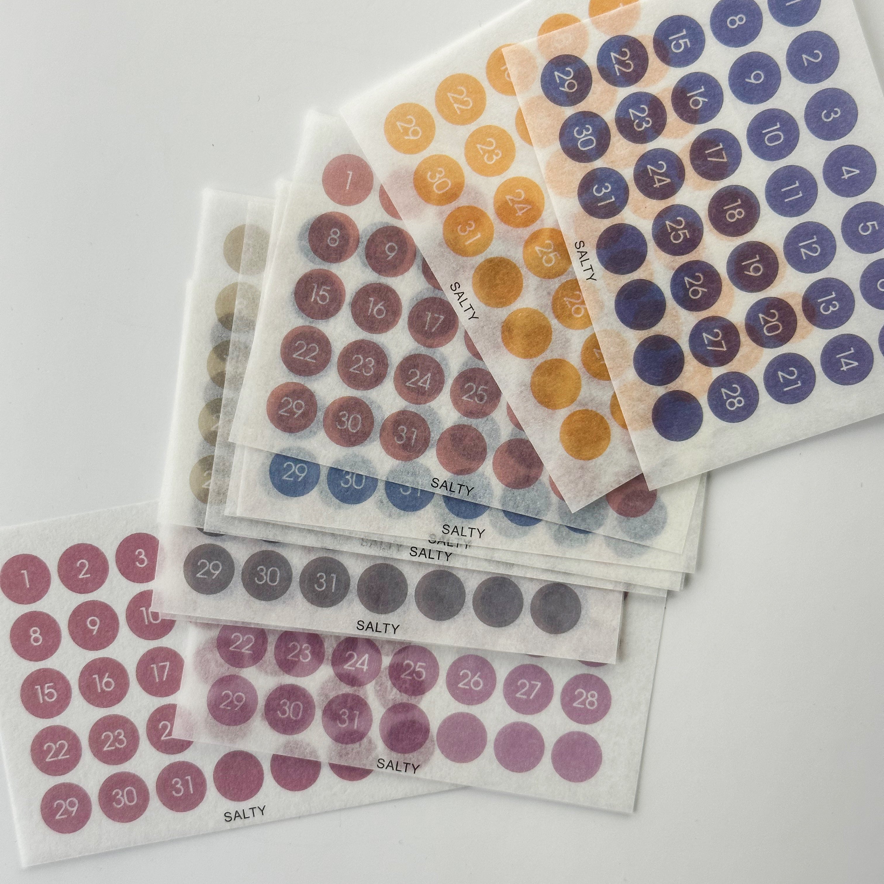 These are dated stickers that will help you do your monthly BUJO spread with the days 1 through 31. These are sold at BBB Supplies Craft Shop.