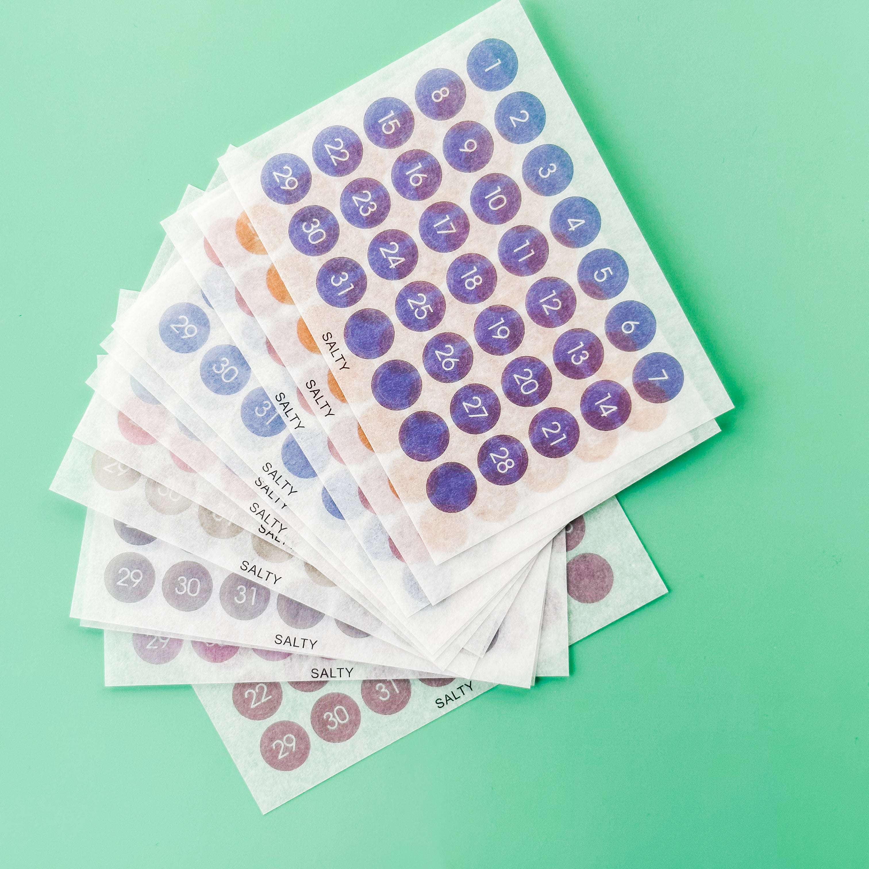 These are dated stickers that will help you do your monthly BUJO spread with the days 1 through 31. These are sold at BBB Supplies Craft Shop.