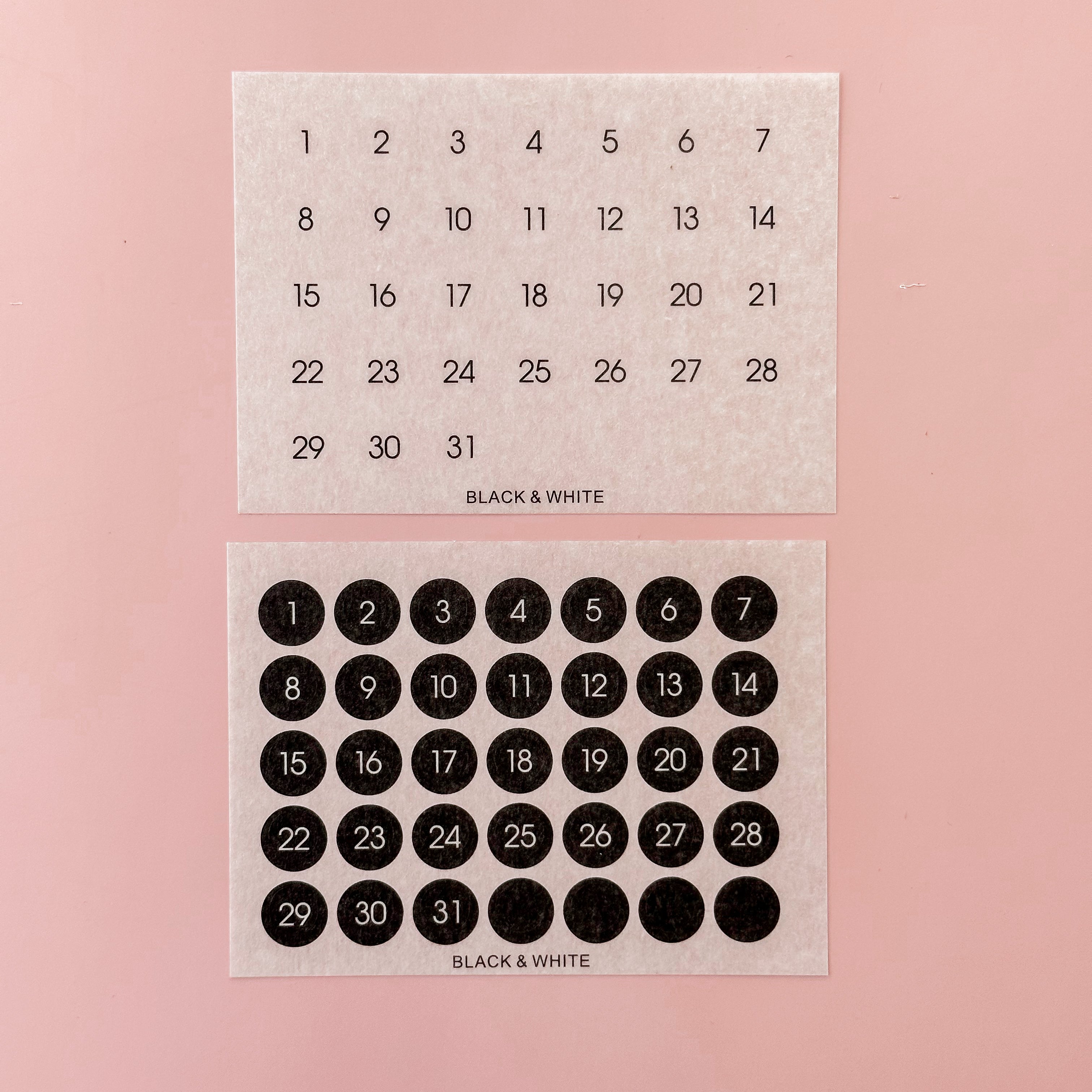 These are dated stickers that will help you do your monthly BUJO spread with the days 1 through 31. These are sold at BBB Supplies Craft Shop.