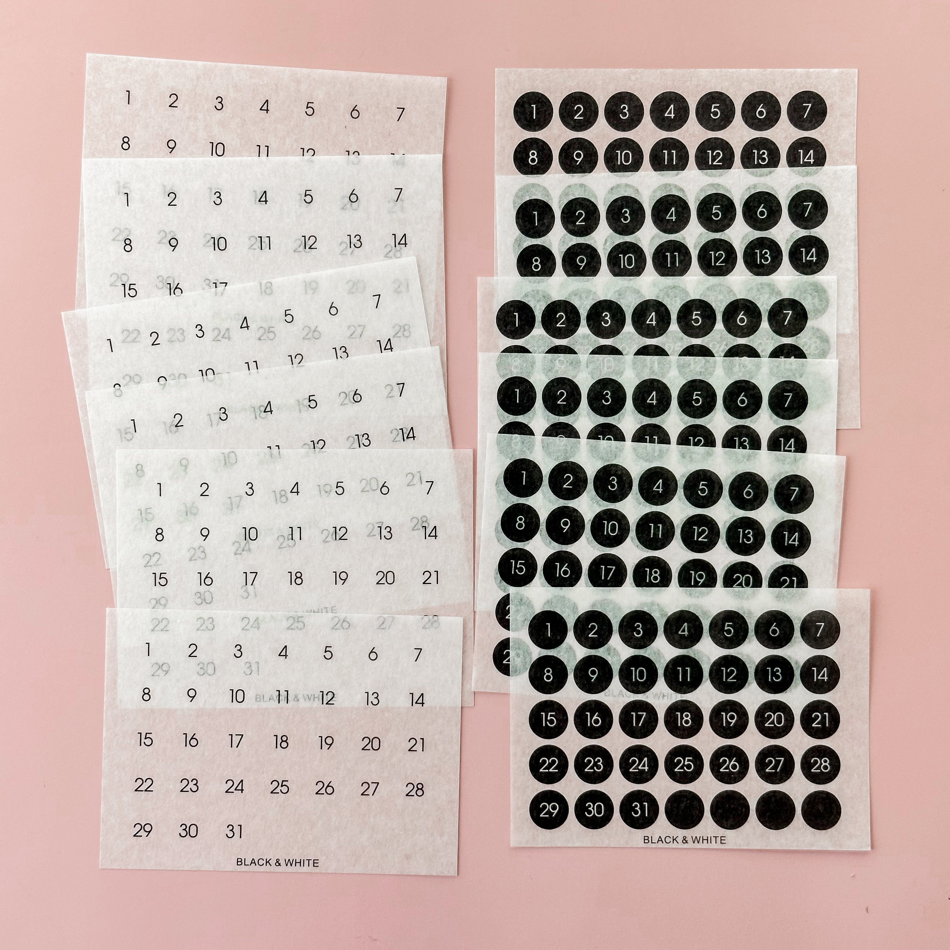 These are dated stickers that will help you do your monthly BUJO spread with the days 1 through 31. These are sold at BBB Supplies Craft Shop.