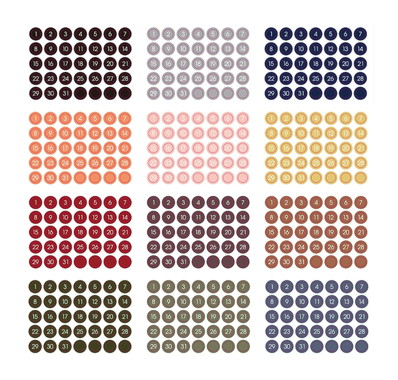 These are dated stickers that will help you do your monthly BUJO spread with the days 1 through 31. These are sold at BBB Supplies Craft Shop.