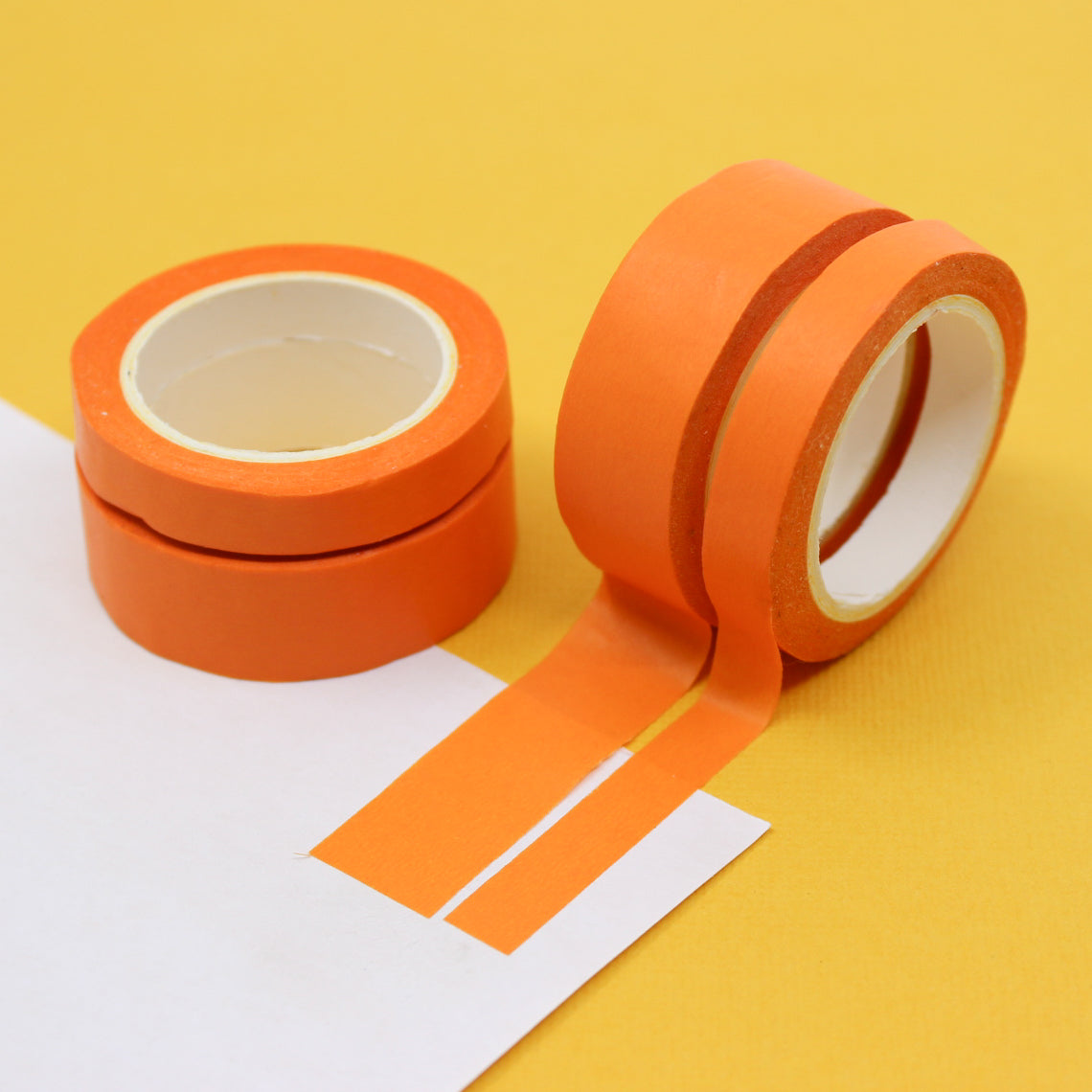 This primary orange solid washi tape is vibrant and fun. This washi tape is part of our solid neon thick-thin matching duo washi collection. Find the perfect color for any project in BBB Supplies' thick-thin solids collection, from neon to neutral to pastel and more. This tape is sold at BBB Supplies Craft Shop.