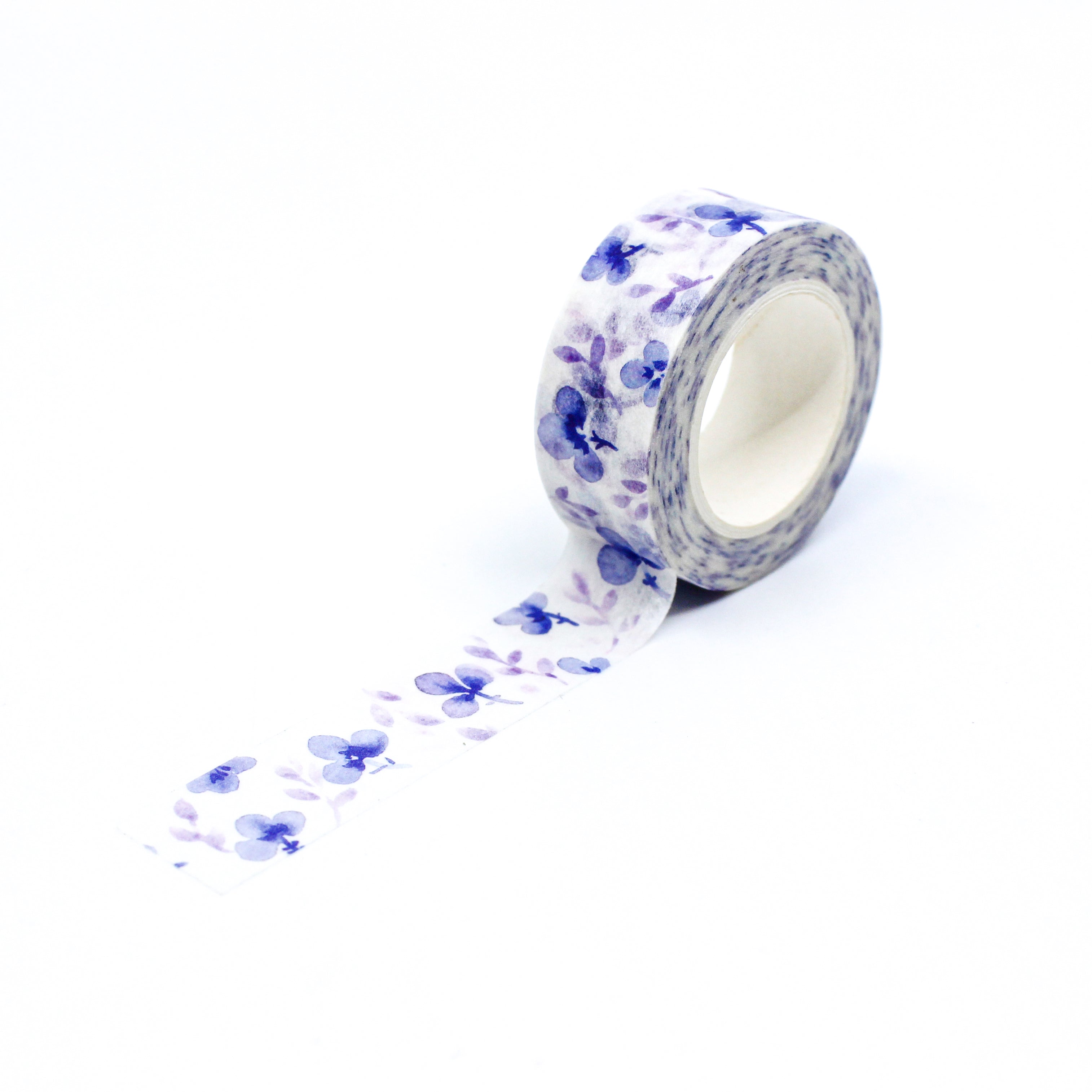 This a repeat full pattern view of purple iris flowers washi tape from BBB Supplies Craft Shop