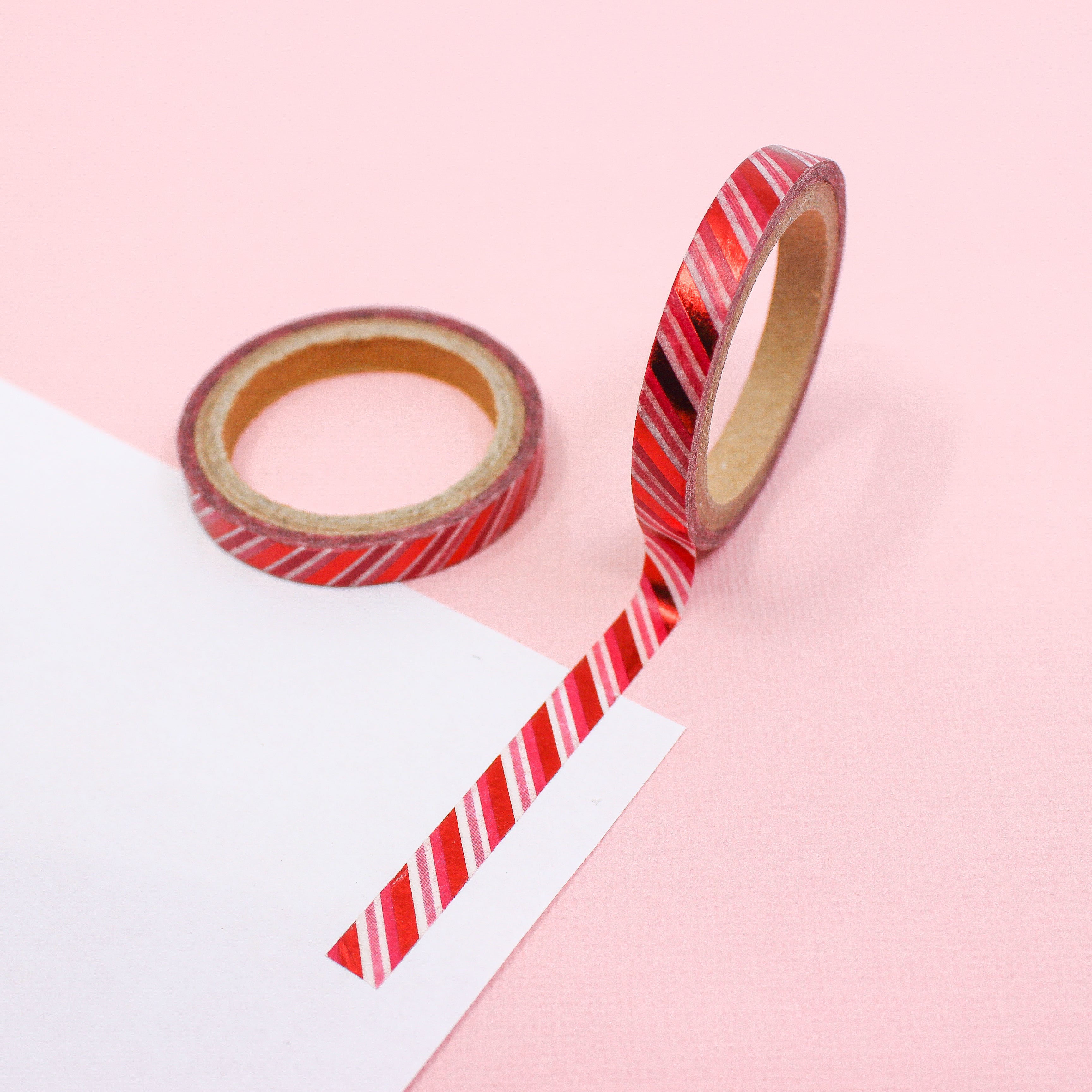 This is a red foil stripe themed washi tape from BBB Supplies Craft Shop