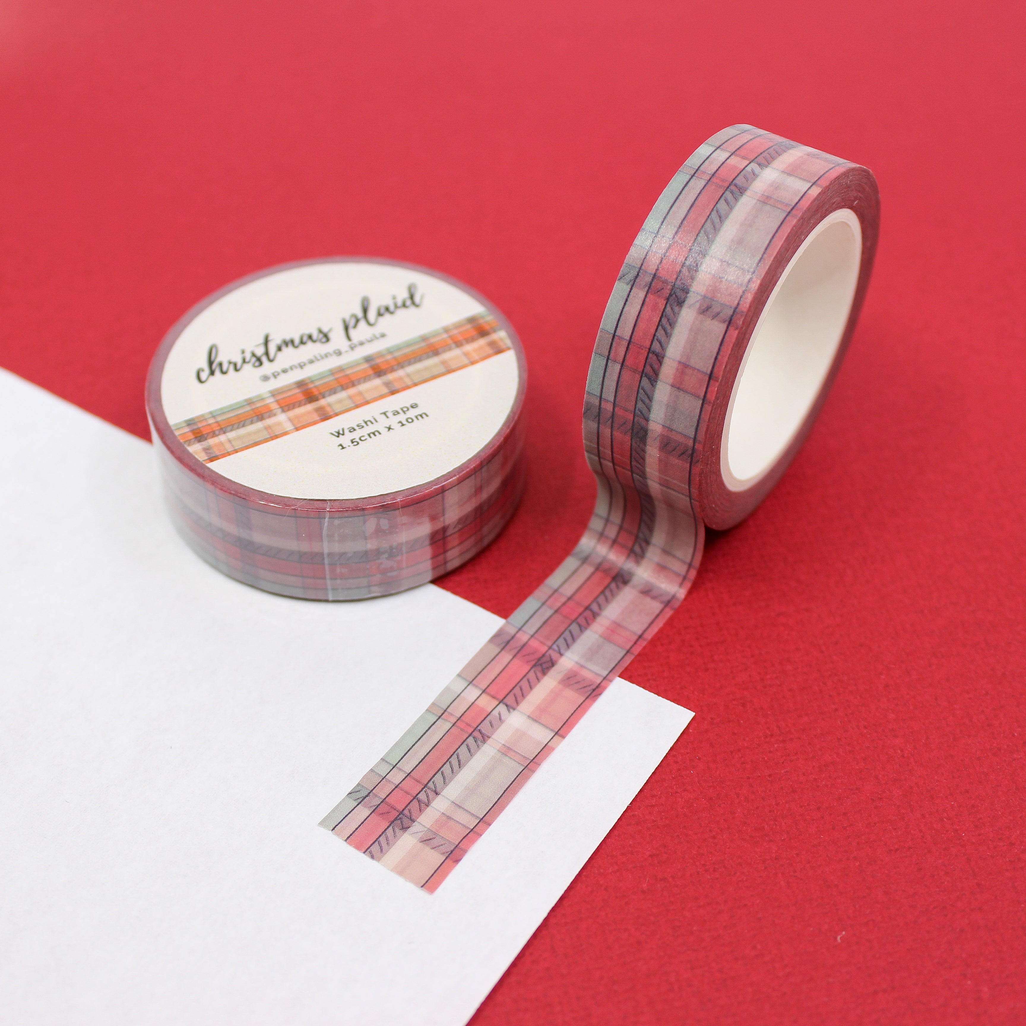 This is a cute red plaid washi tape from BBB Supplies Craft Shop