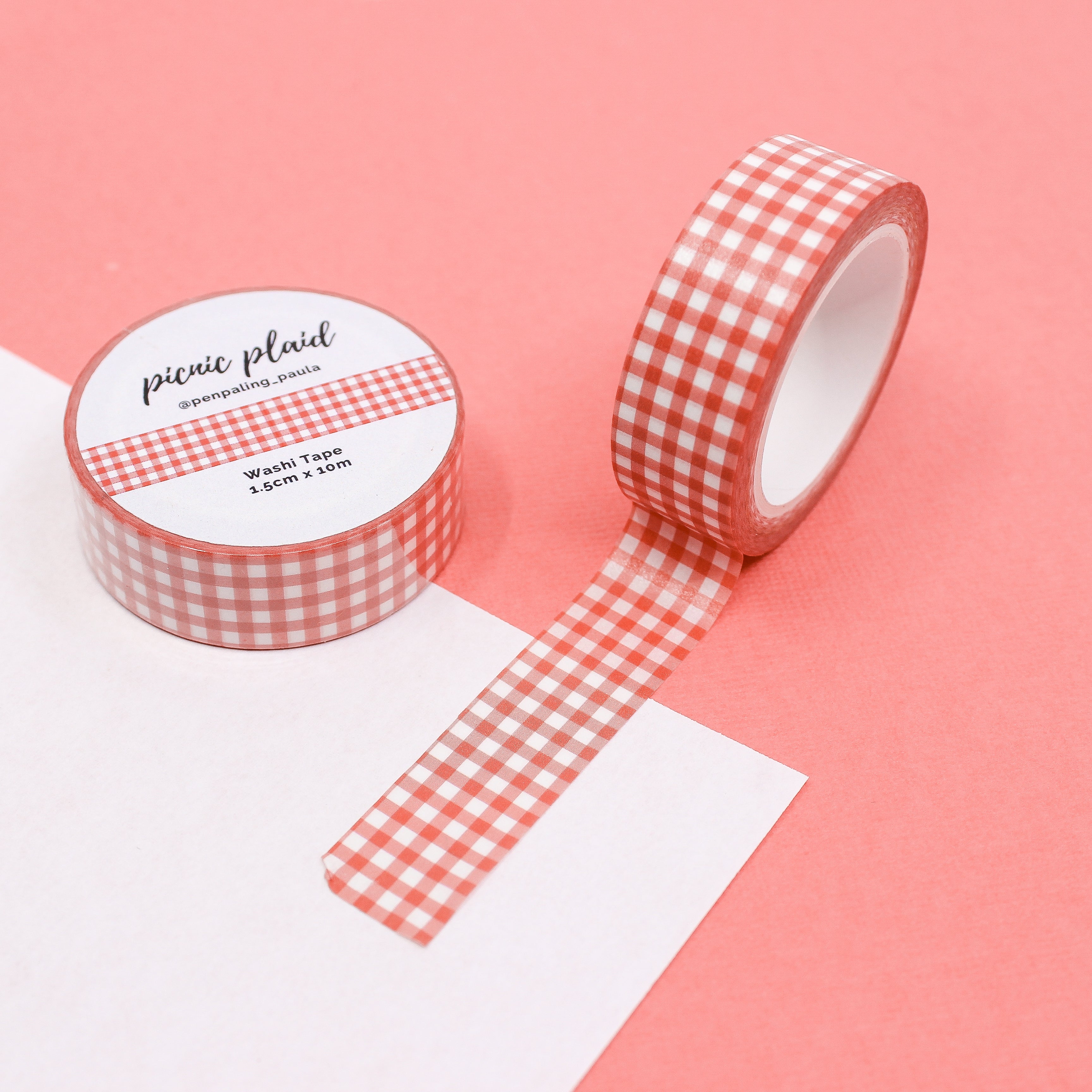 Red Gingham Picnic Plaid Washi Planner Tapes BBB Supplies