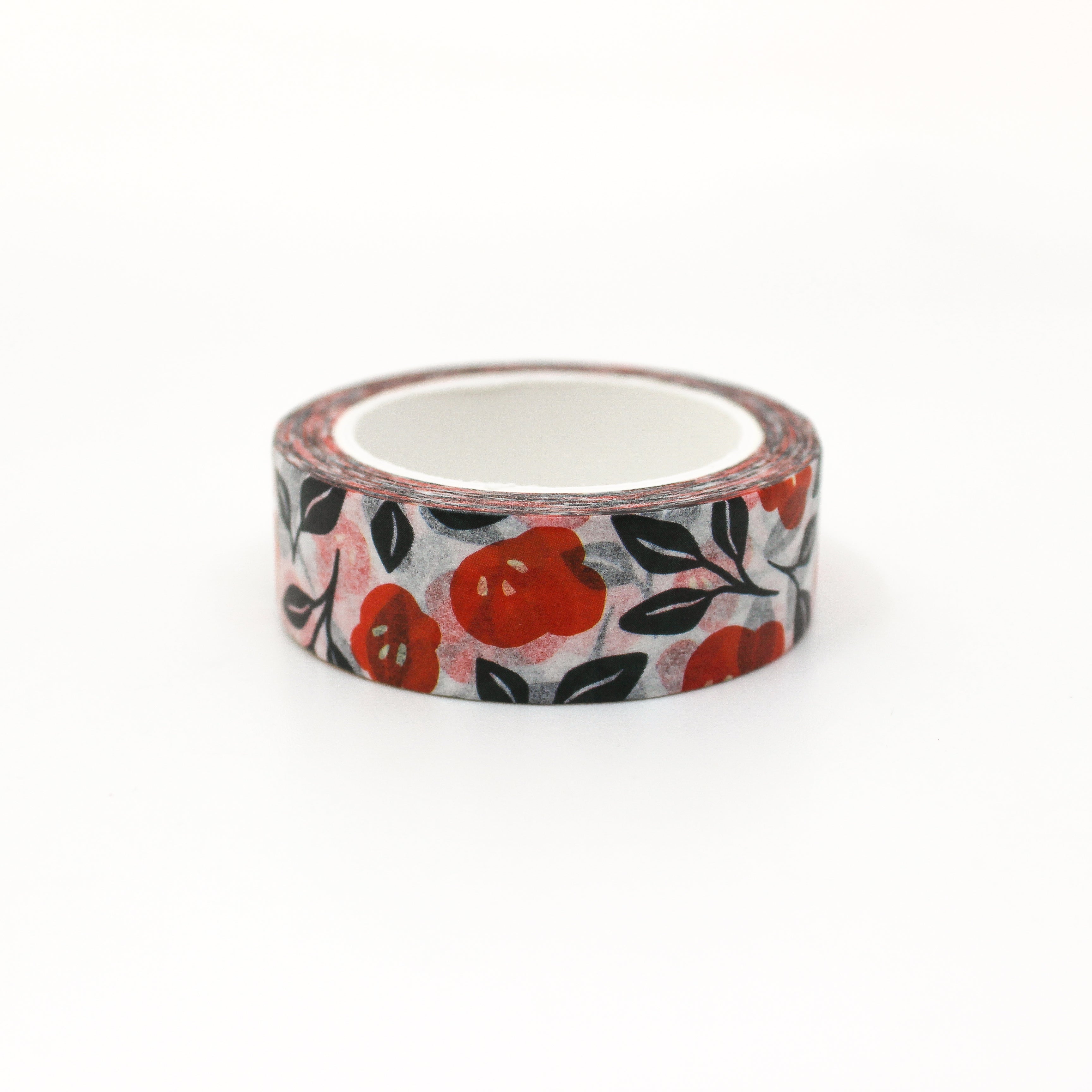 Elegant Red Floral tape from Zynshe that is perfect for gift wrap, craft projects or journaling sold at BBB Supplies Craft Shop.