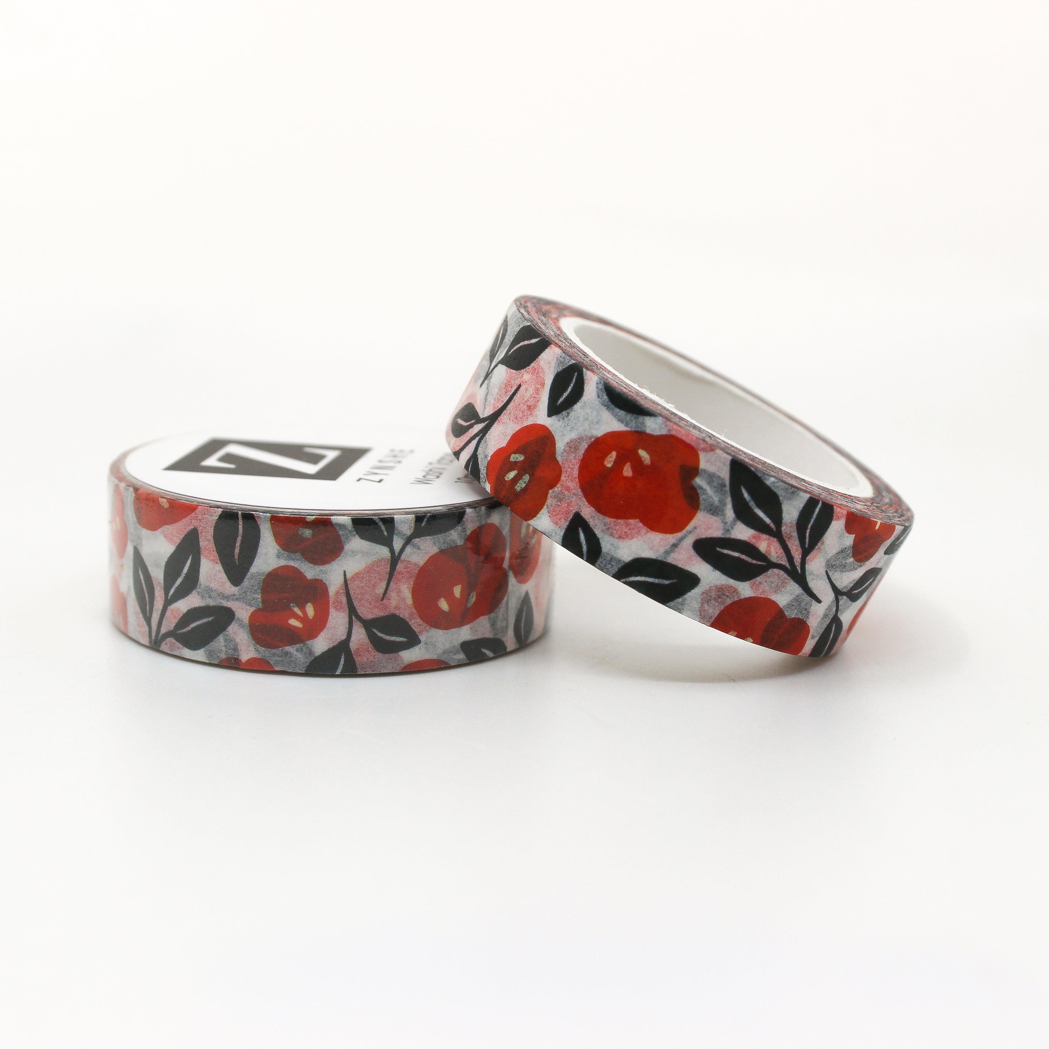 Elegant Red Floral tape from Zynshe that is perfect for gift wrap, craft projects or journaling sold at BBB Supplies Craft Shop.