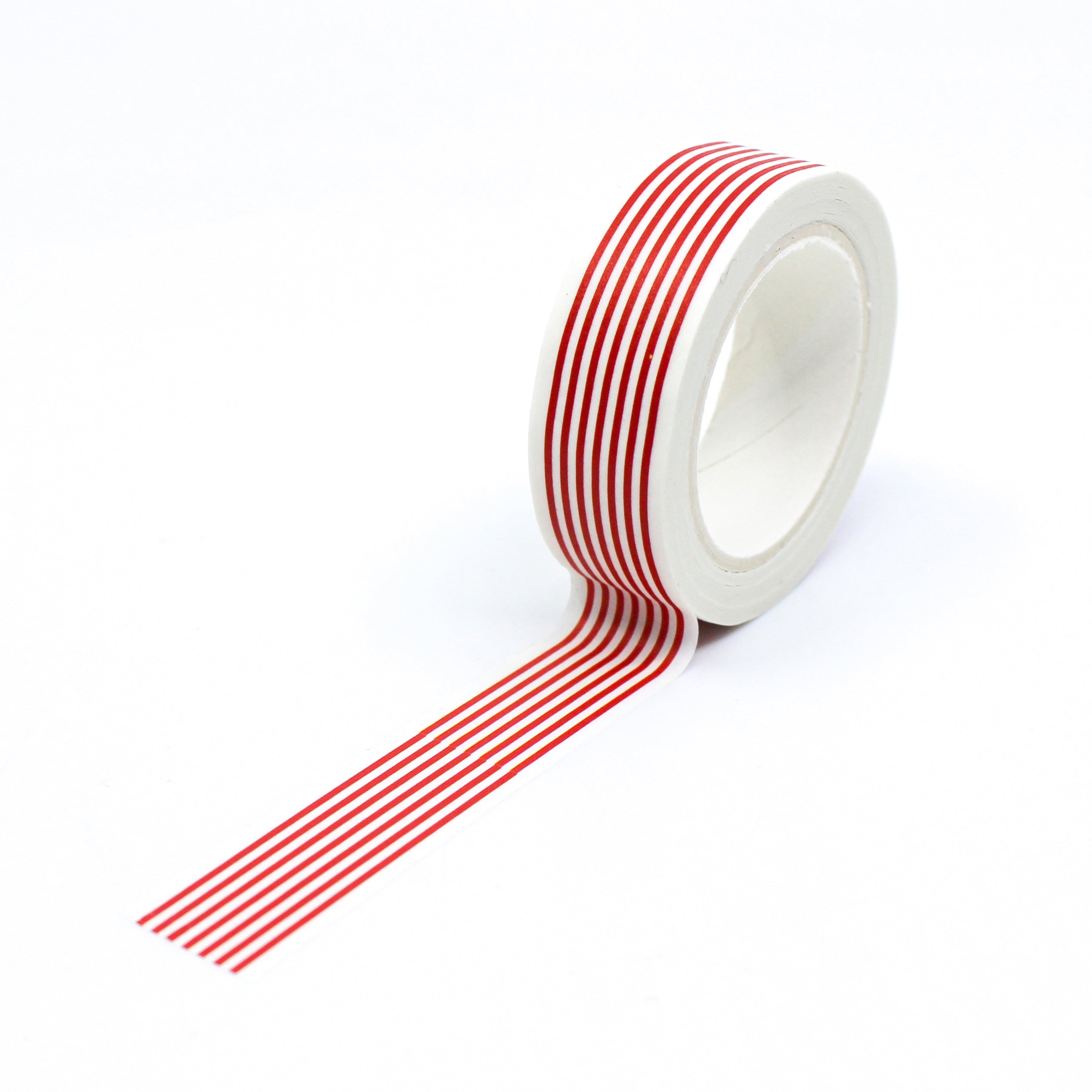 This is the full pattern repeat of our red thin stripes washi tape from BBB Supplies Craft Shop.