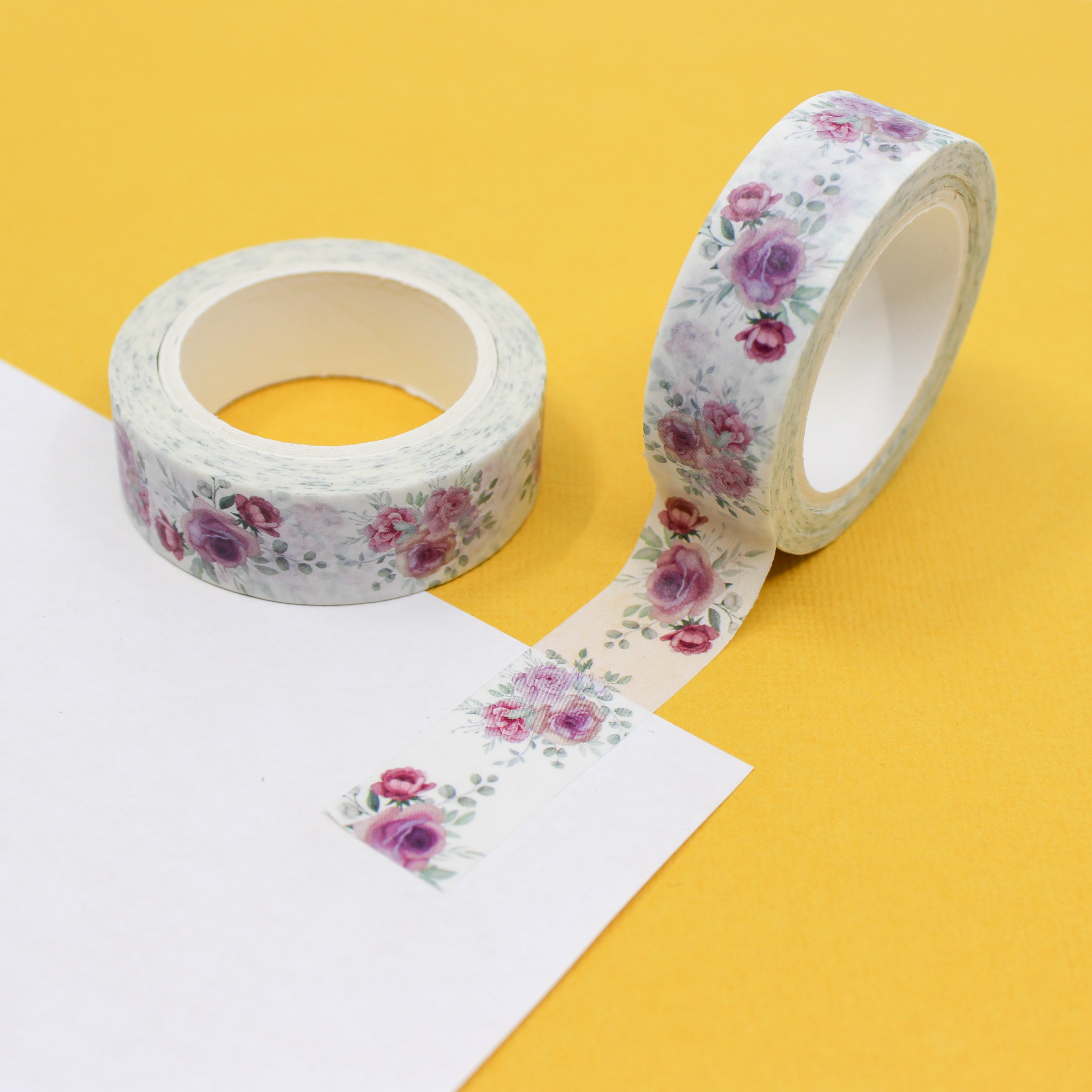 This is a vintage roses flower pattern washi tape from BBB Supplies Craft Shop