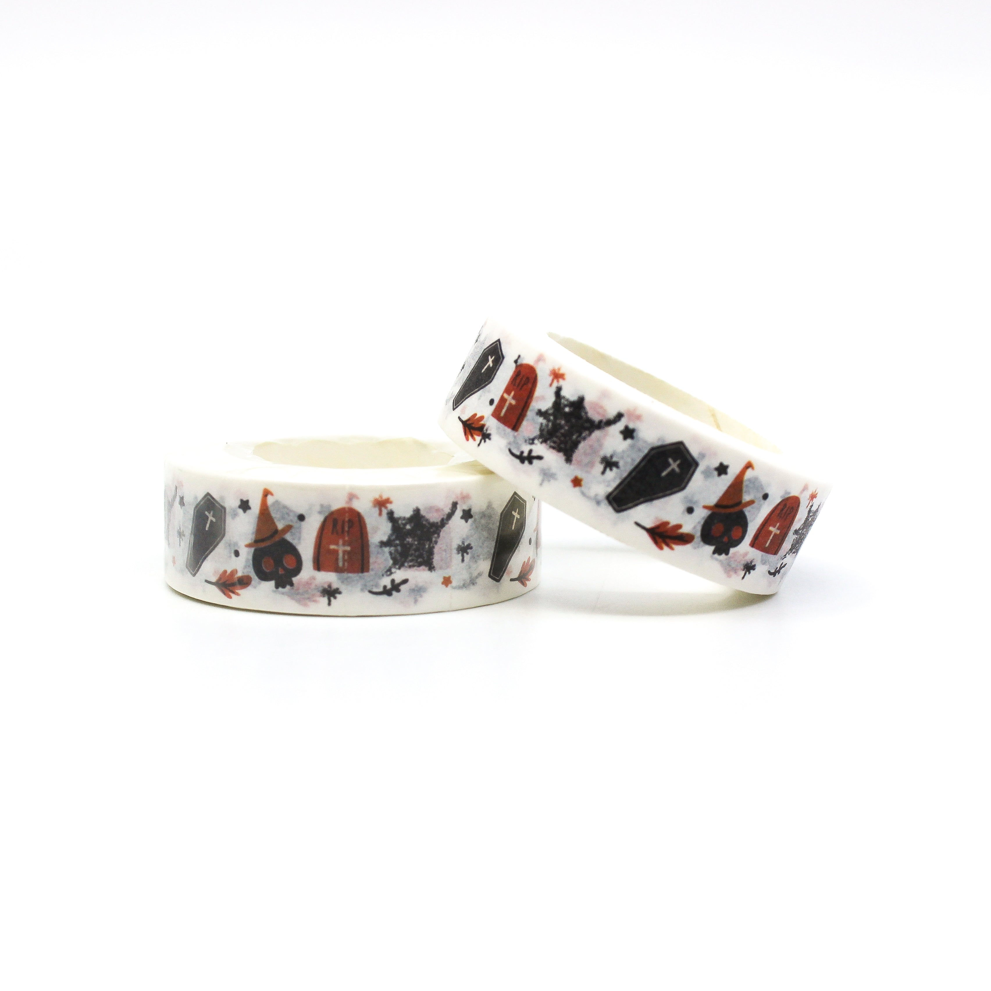 This is a black and orange rip grave themed view of washi tapes from BBB Supplies Craft Shop