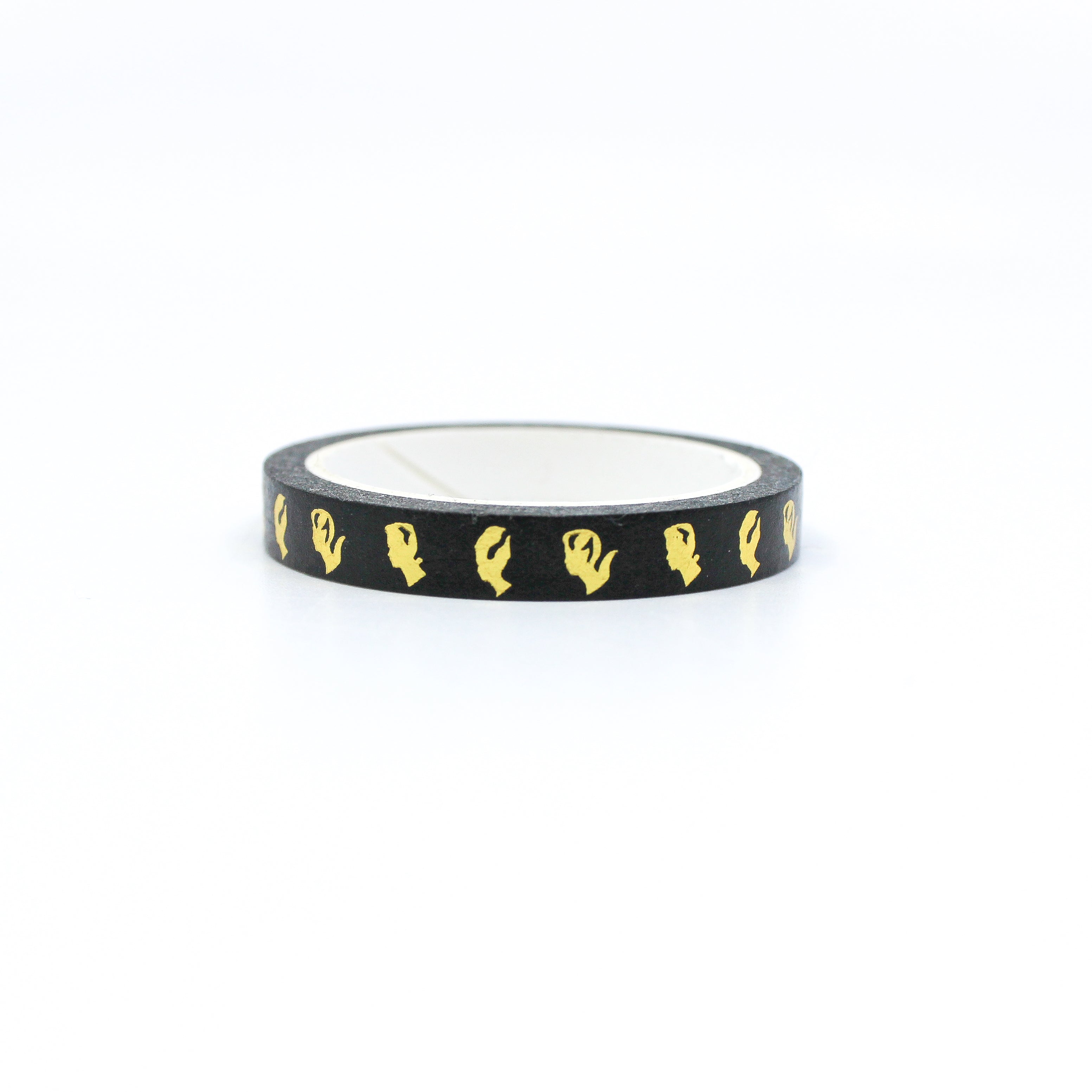 This shows black and gold simple head of frankenstein pattern themed view of washi tape from BBB Supplies Craft Shop