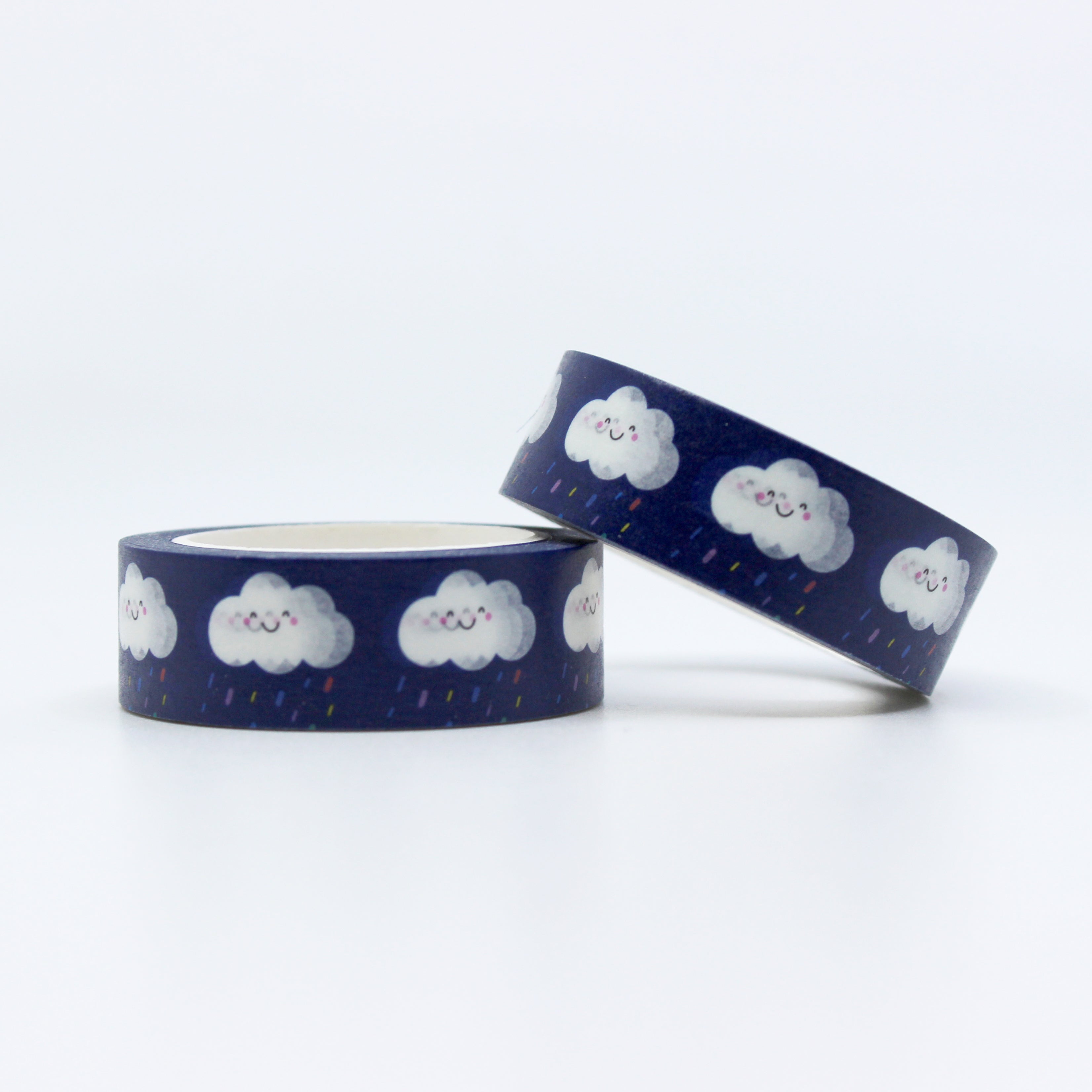 This is a roll of white big clouds with blue background washi tapes from BBB Supplies Craft Shop