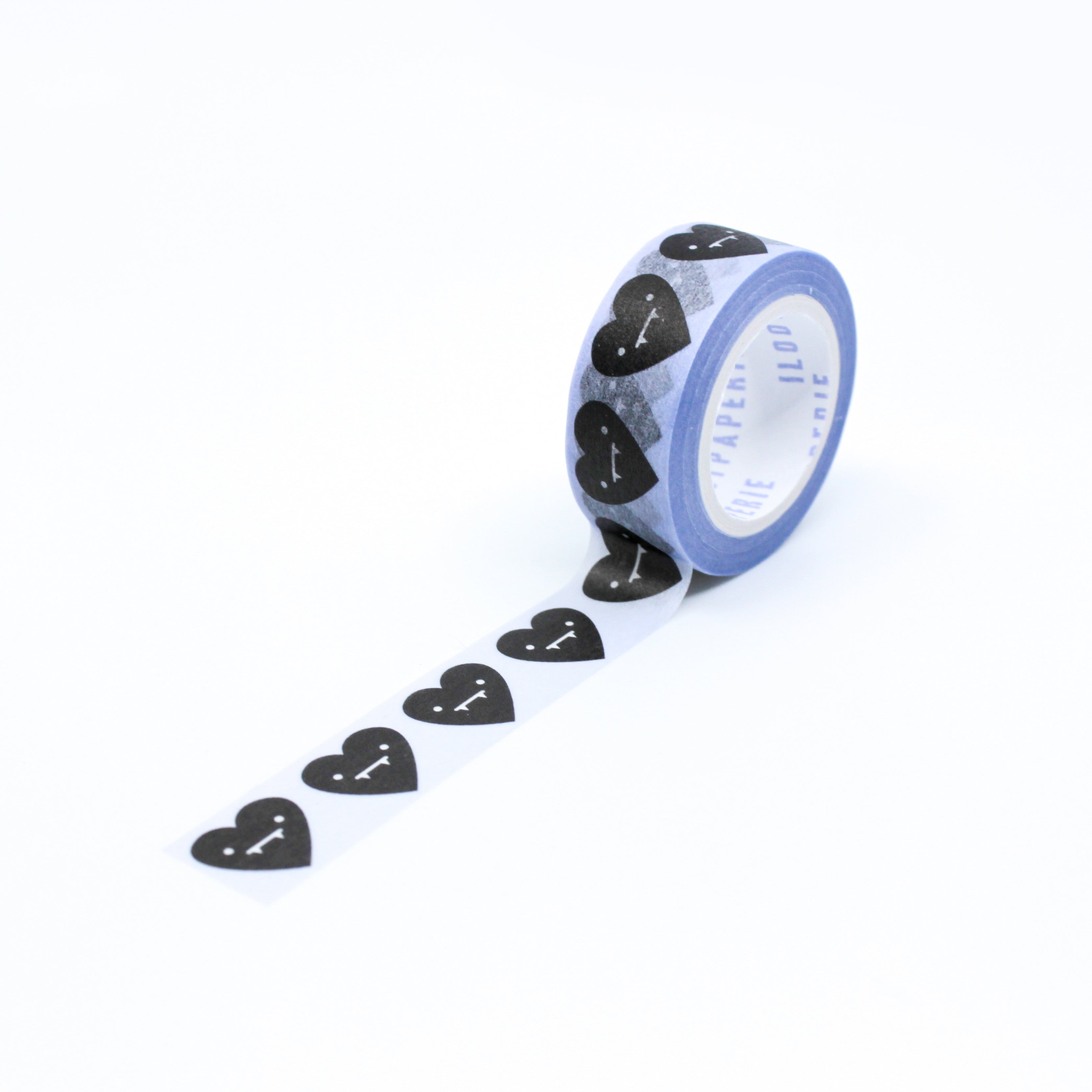 This is a full pattern repeat view of creepy heart snail mail themed washi tape from BBB Supplies Craft Shop