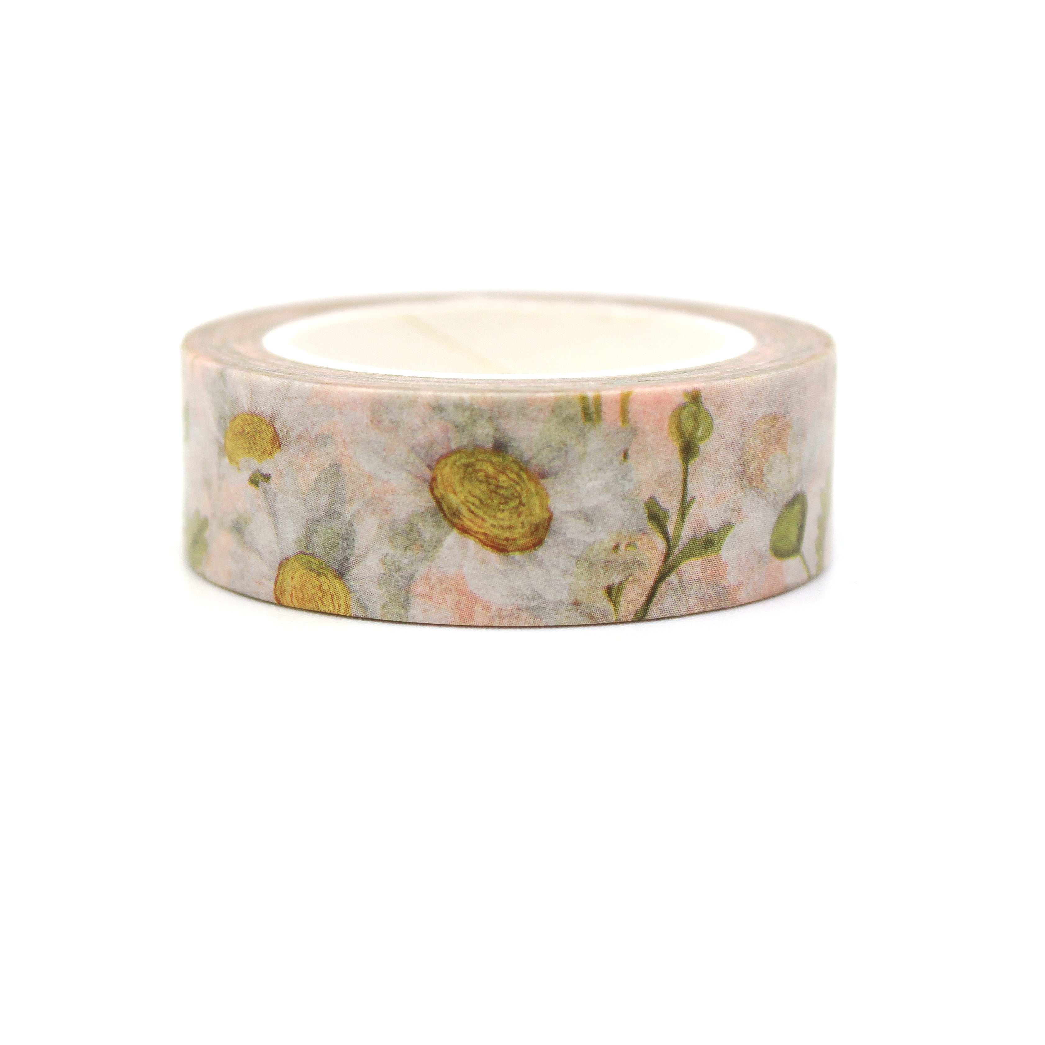 This is a pink daisy flower themed washi tape from BBB Supplies Craft Shop