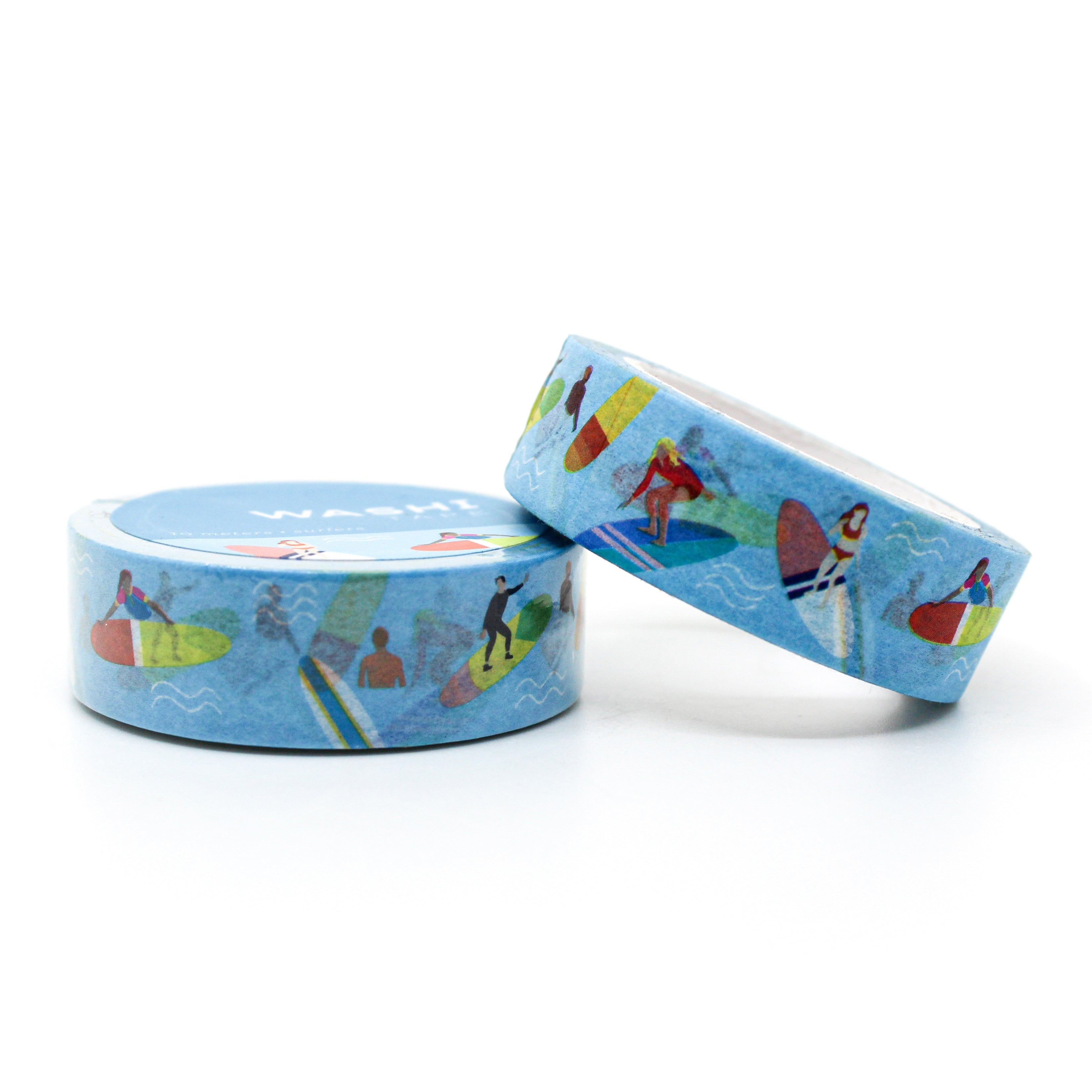 This is a roll of surfers and surf boards washi tapes from BBB Supplies Craft Shop