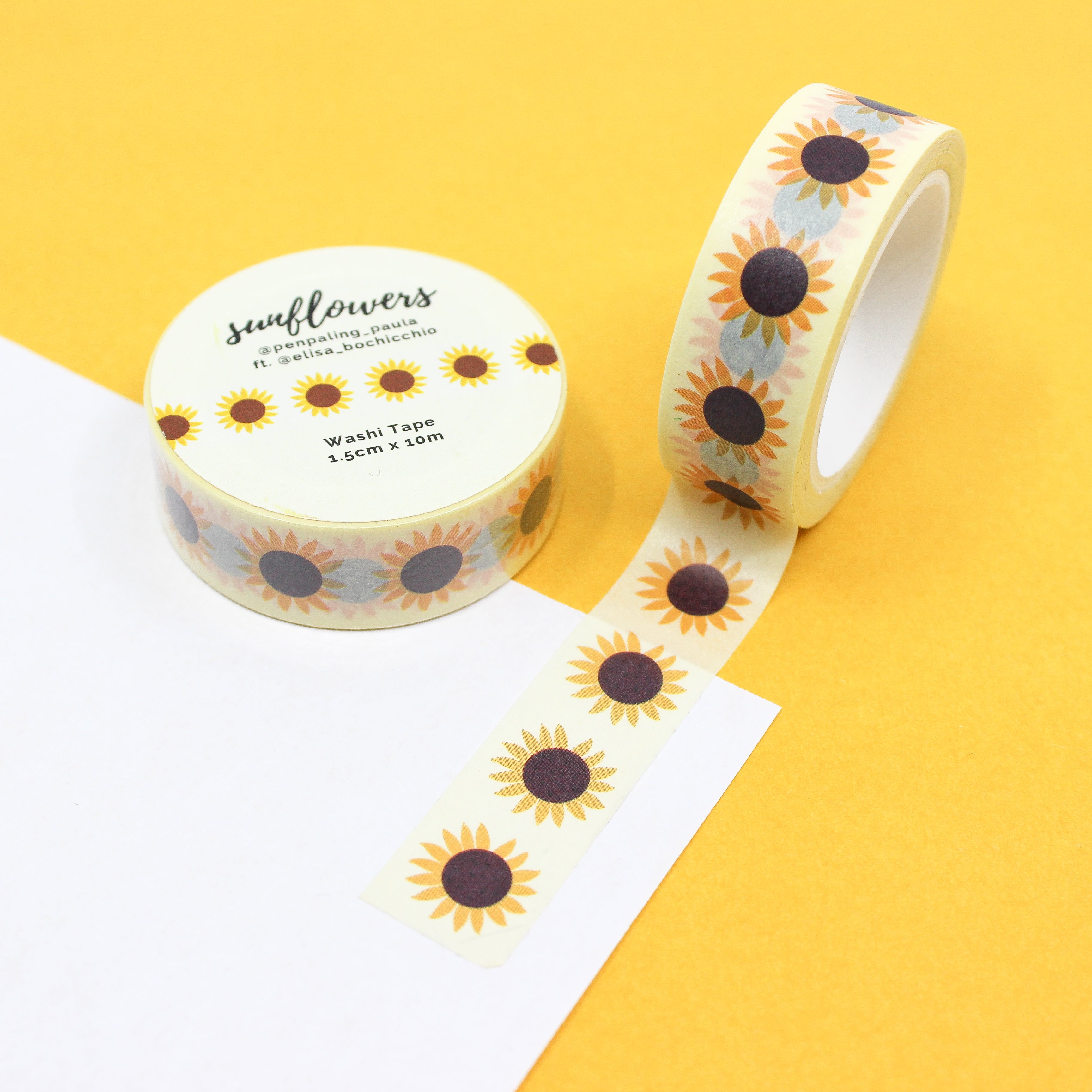 This is a yellow sunflower washi tape from BBB Supplies Craft Shop