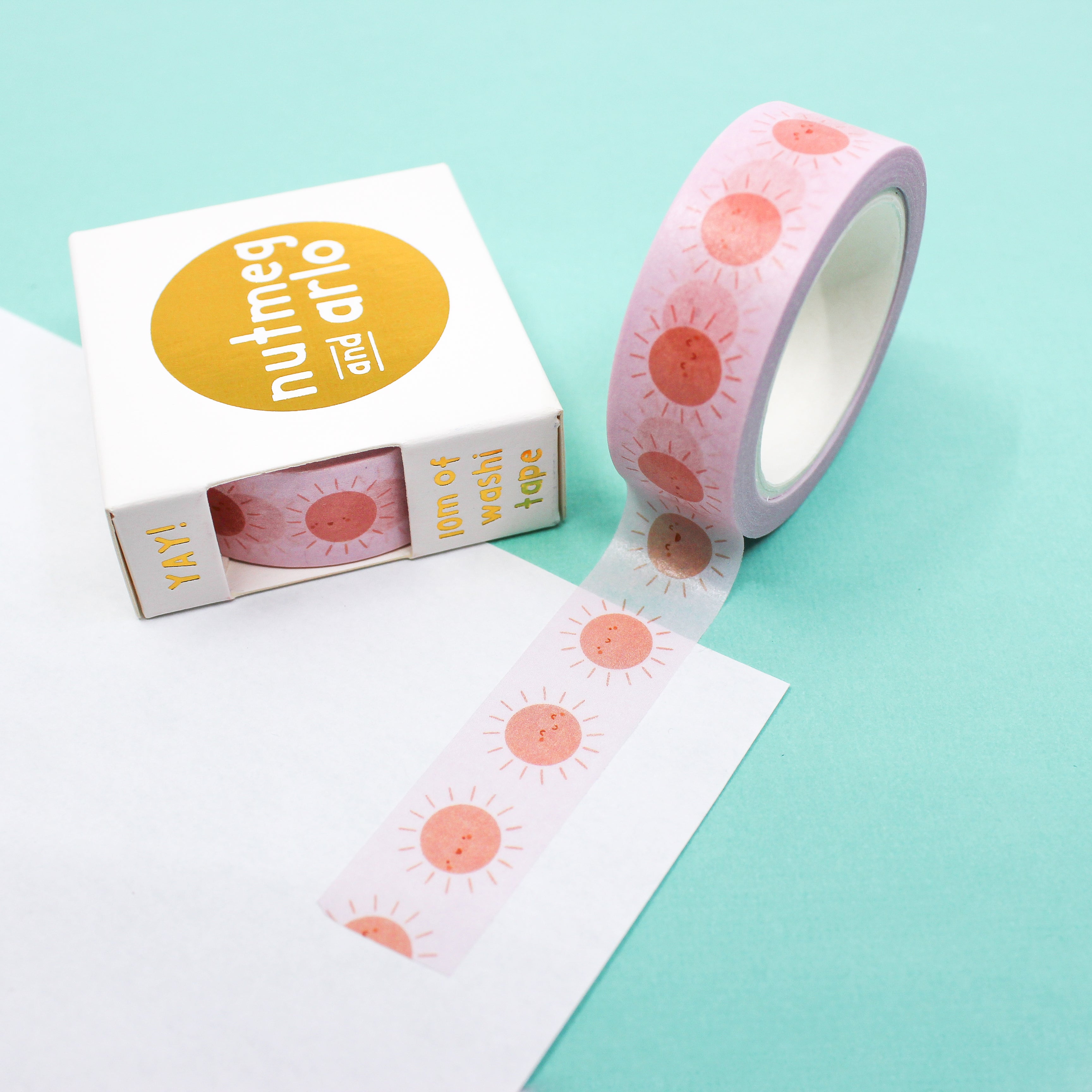 This is a pink smiles sunshine themed washi tape from BBB Supplies Craft Shop