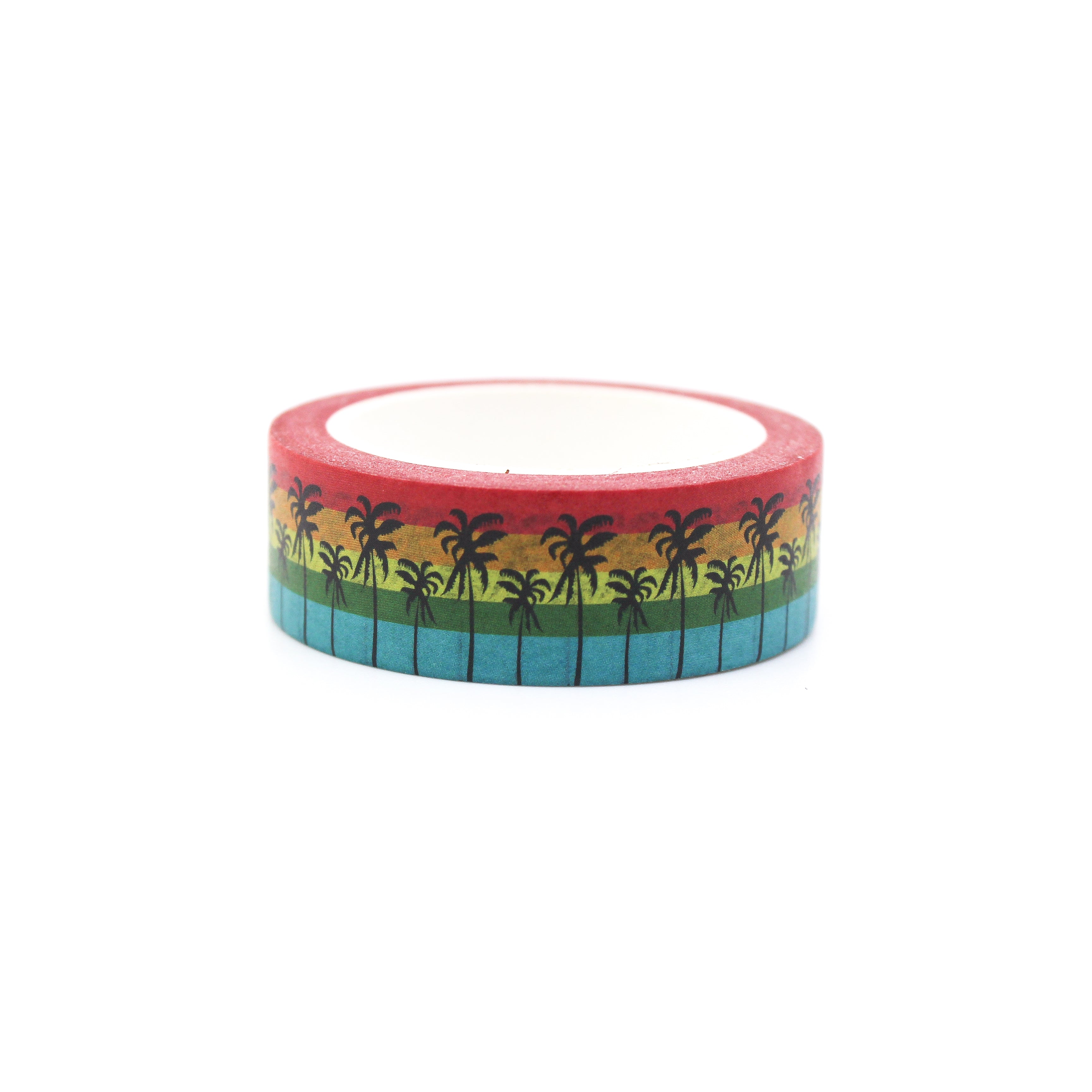 This is a swaying palm trees pattern washi tape is reminiscent of the perfect beach vacation, whether Hawaii, California, Florida or Mexican Beaches from BBB Supplies Craft Shop
