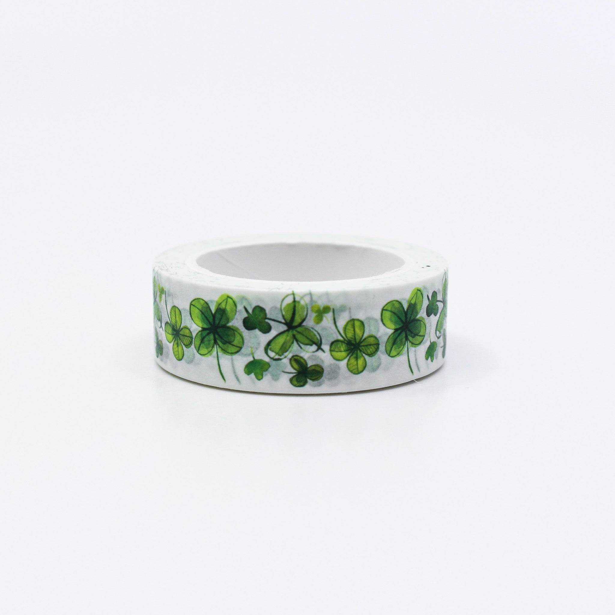 This is a green shamrocks clover pattern washi tape from BBB Supplies Craft Shop