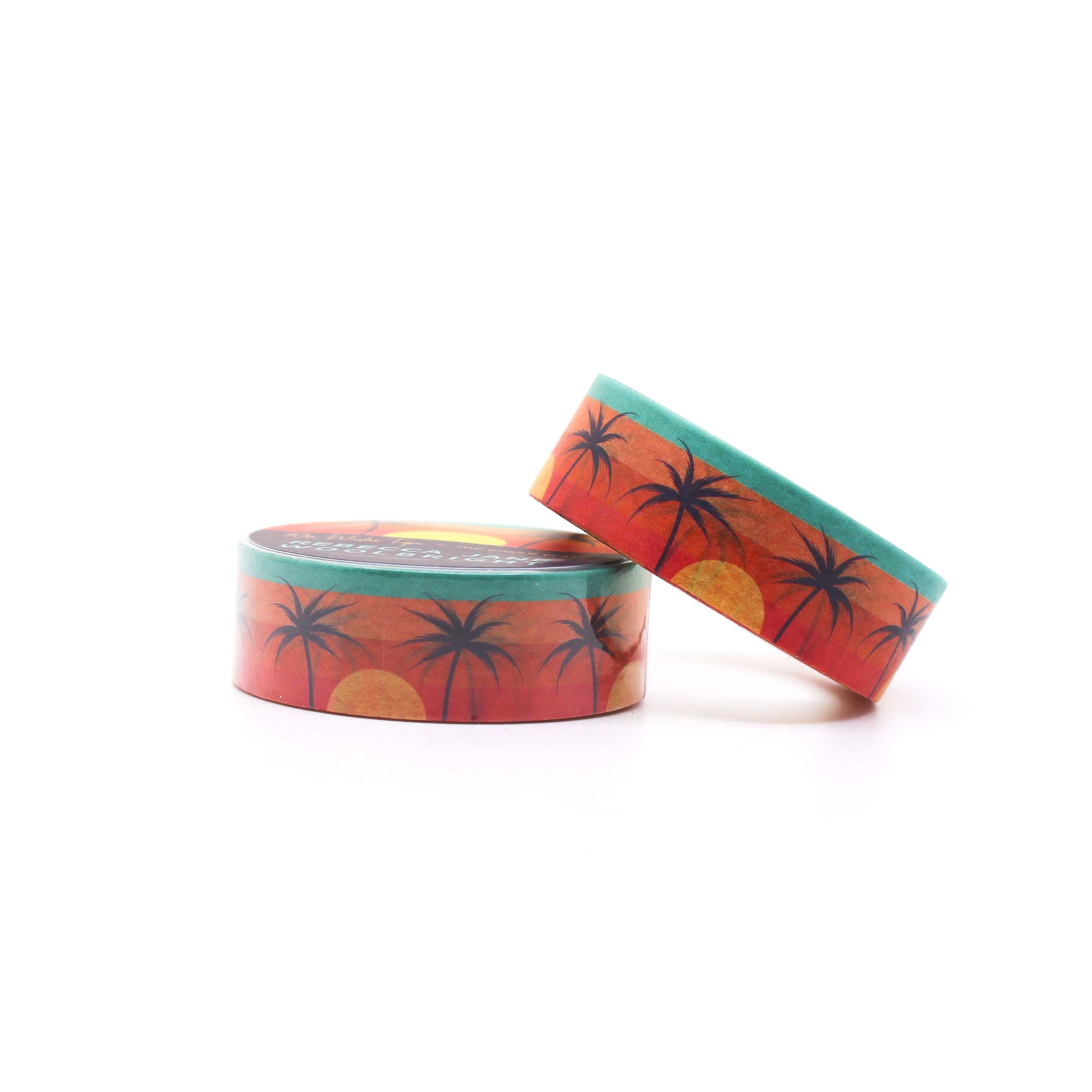 This is a roll of green palm trees with sunset background washi tapes from BBB Supplies Craft Shop