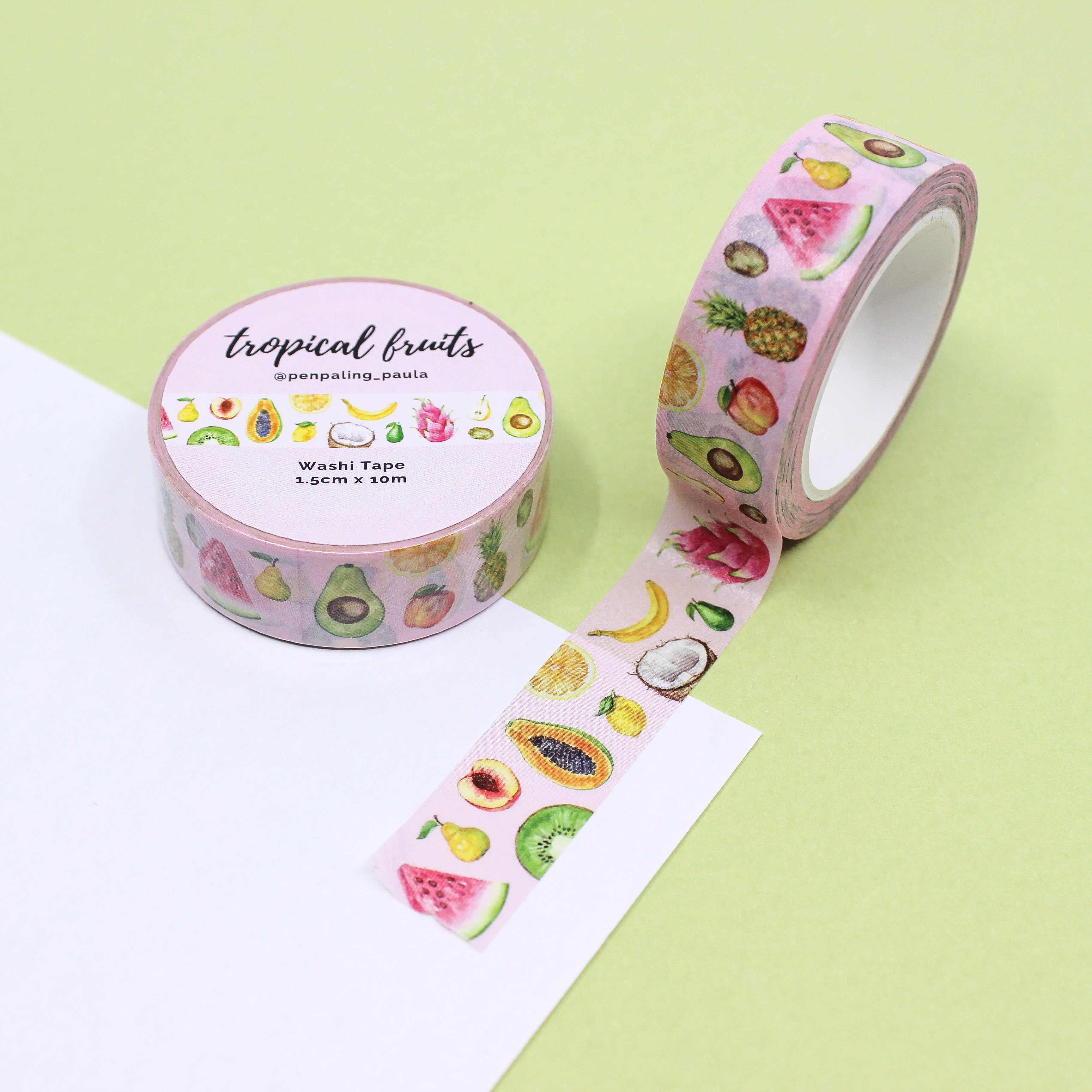 This is a nutritious tropical fruits themed washi tape from BBB Supplies Craft Shop