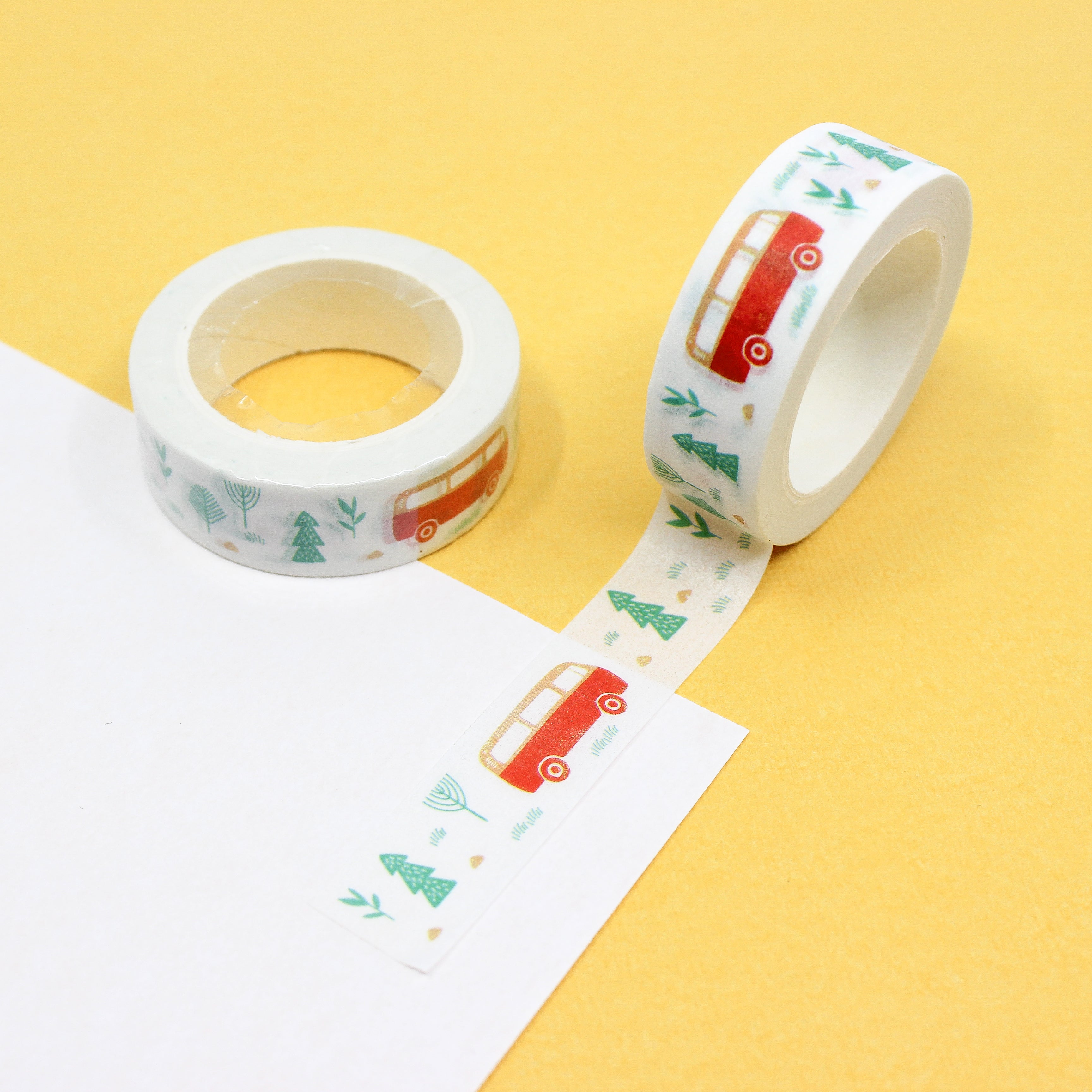 This is a red urban bus themed washi tape from BBB Supplies Craft Shop