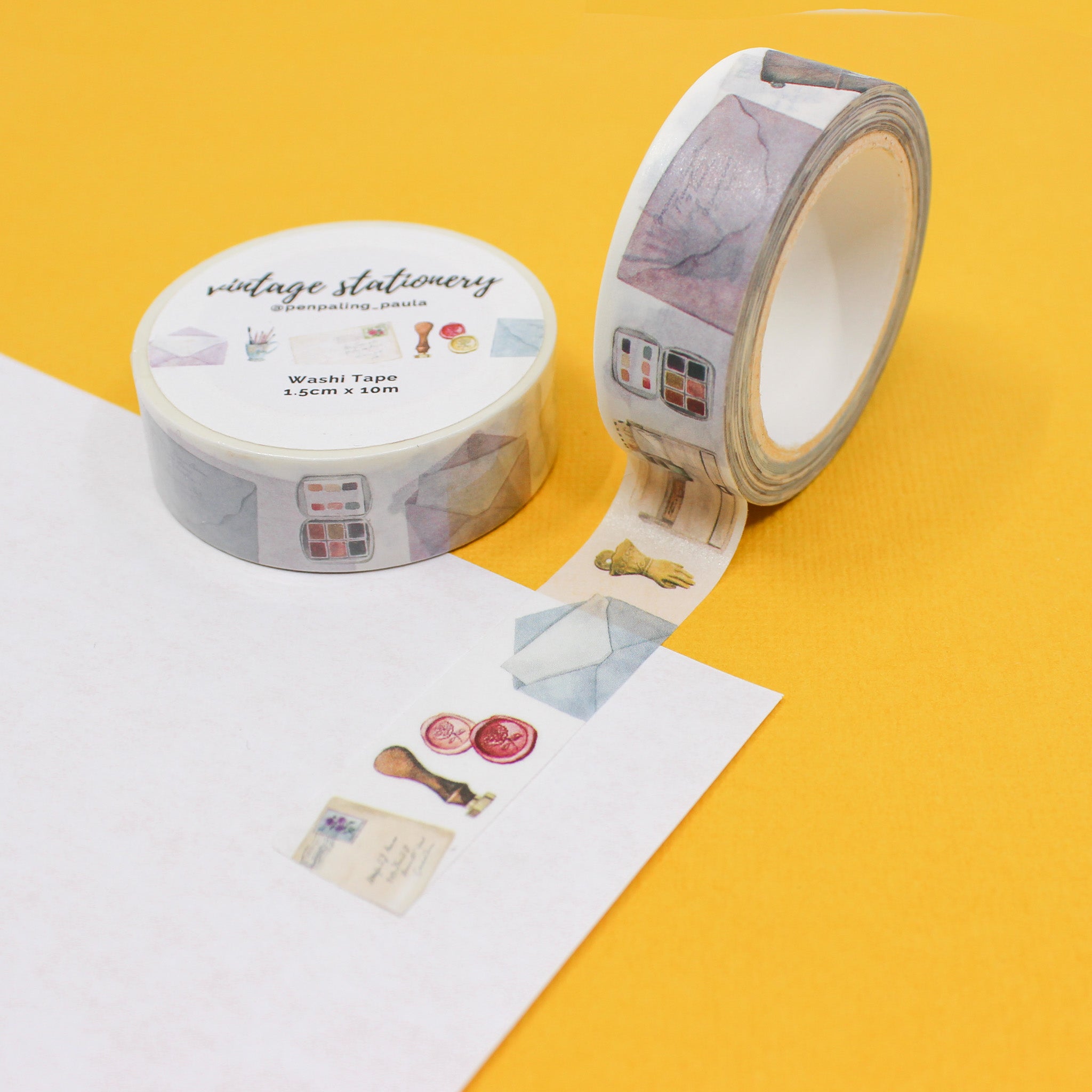 This is a vintage stationary pattern washi tape from BBB Supplies Craft Shop