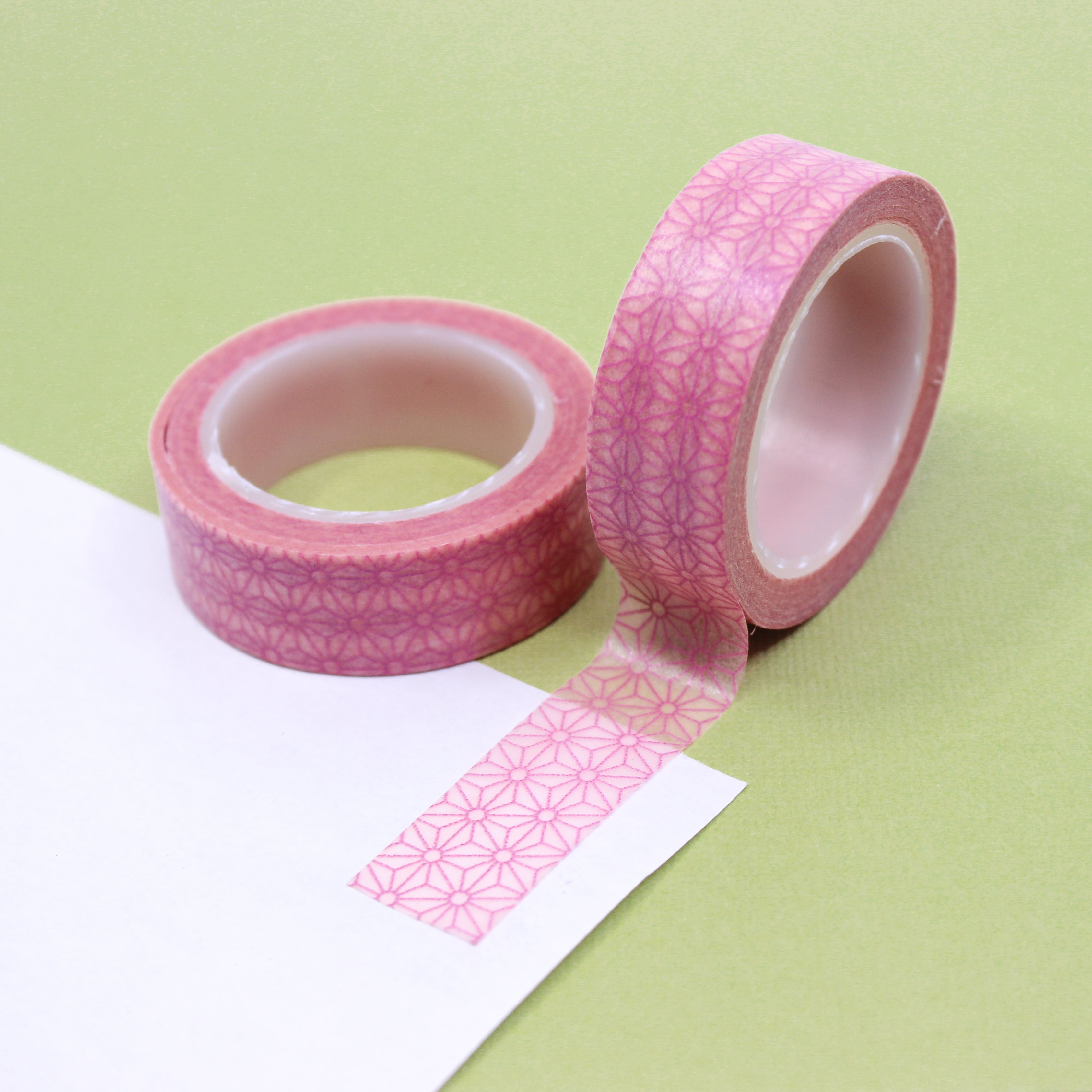 This is a pink flowers geometric view themed washi tape from BBB Supplies Craft Shop